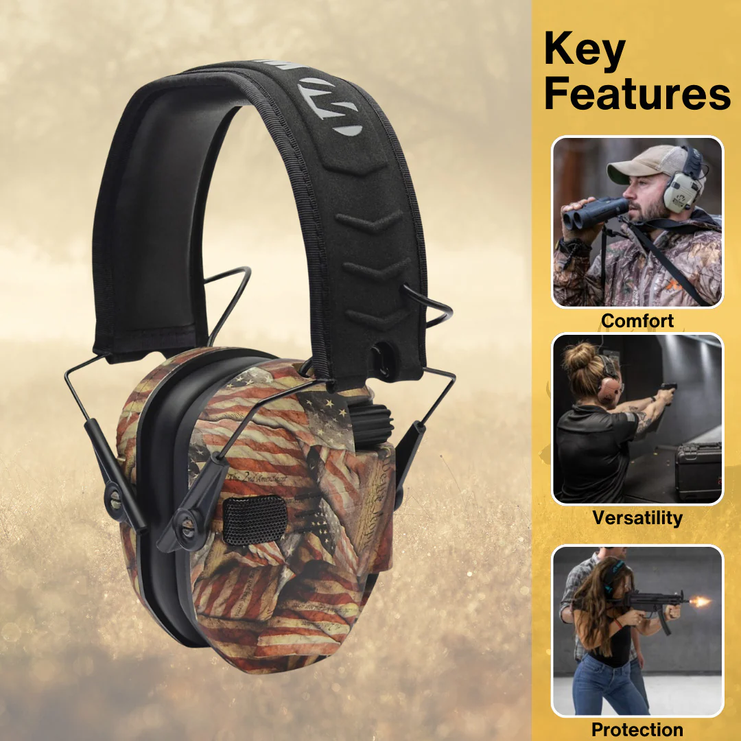 Walkers Razor Walkie Talkie Bundle with Ear Muff (American Flag) and Accessories - Image 2