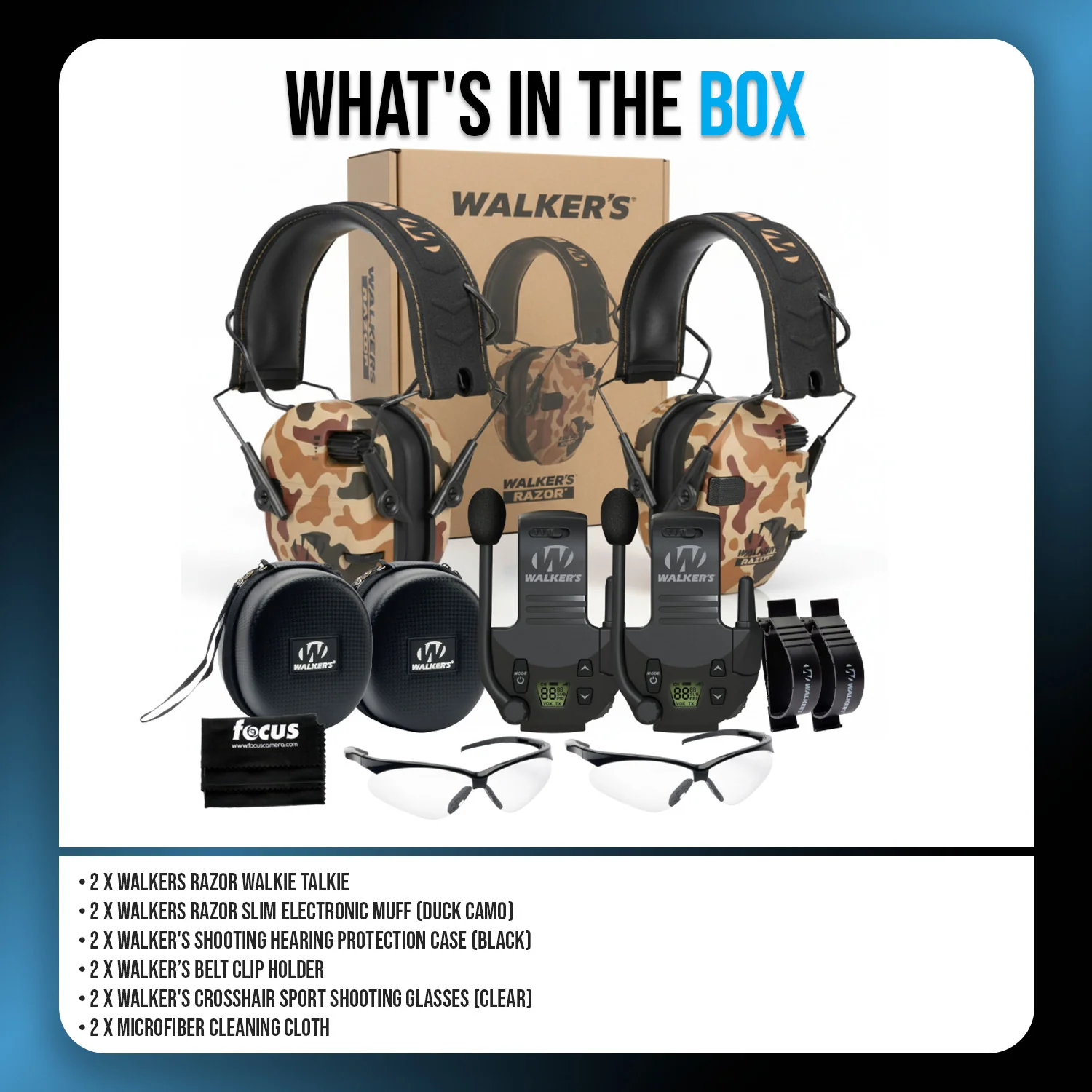 Walker's Razor Walkie Talkie Bundle with Ear Muff (Duck Camo) and Accessories - Image 6