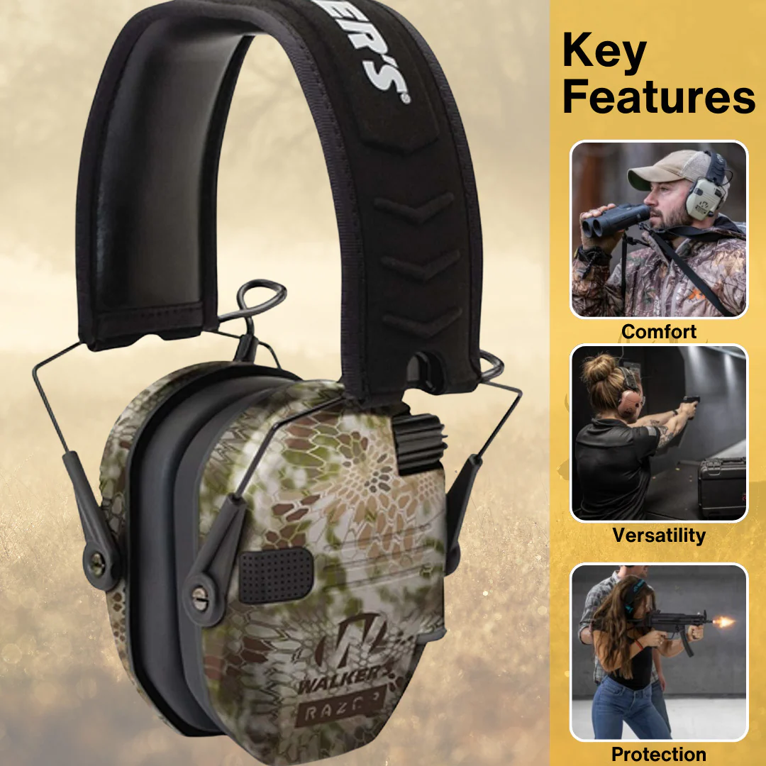 Walker's Razor Walkie Talkie Bundle with Ear Muff (Kryptek Camo) and Accessories - Image 2