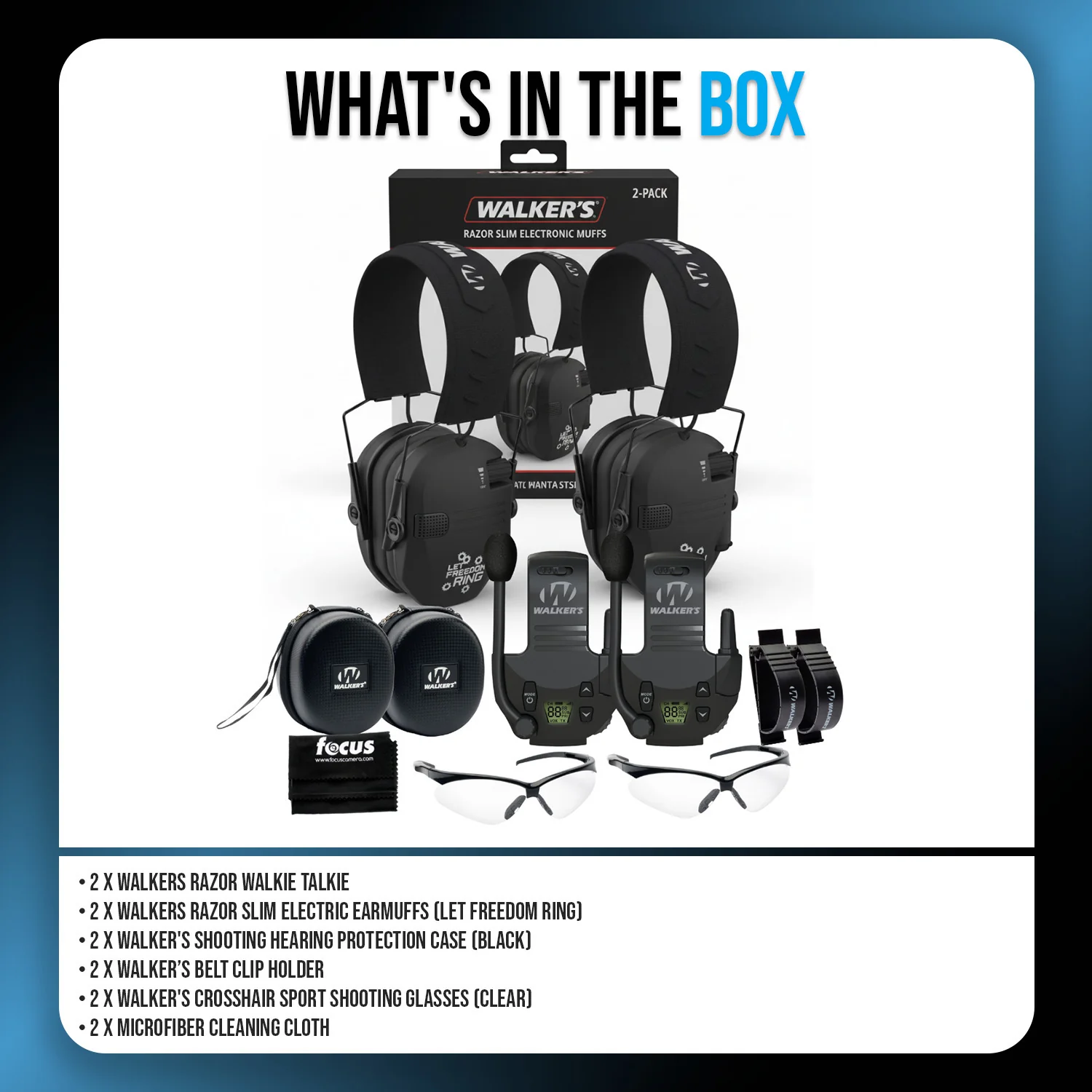 Walker's Razor Walkie Talkie with Ear Muff (Let Freedom Ring) and Accessories - Image 6