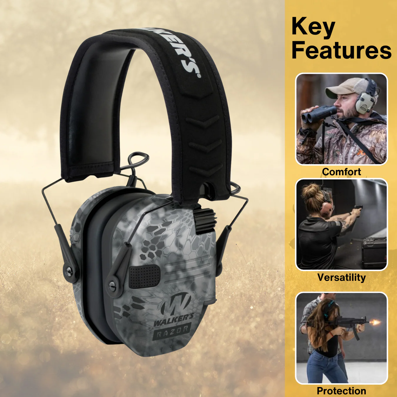 Walkers Razor Walkie Talkie Bundle with Ear Muff (Raid Kryptek) and Accessories - Image 2