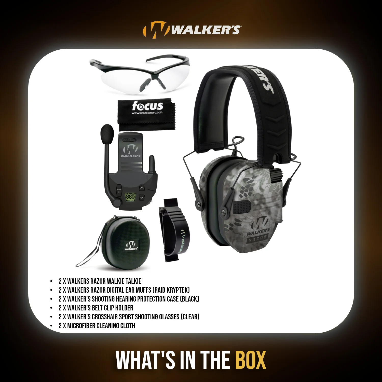 Walkers Razor Walkie Talkie Bundle with Ear Muff (Raid Kryptek) and Accessories - Image 7