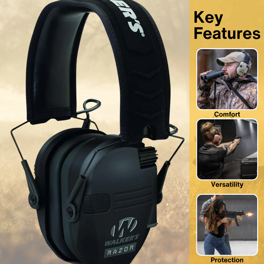 Walkers Razor Walkie Talkie Bundle with Ear Muff (Black) and Accessories - Image 3