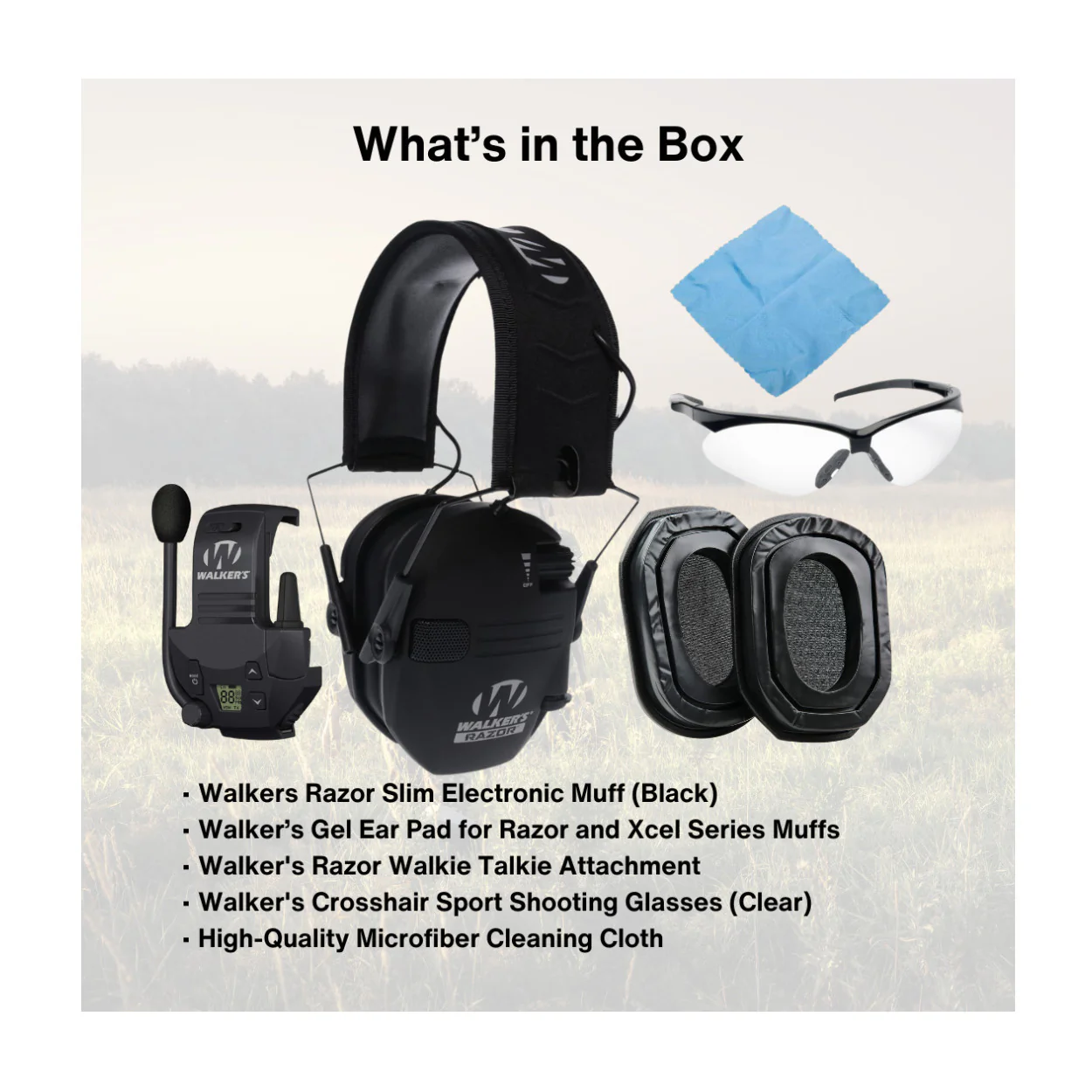 Walker's Razor Slim Electronic Earmuffs (Black) with Attachment Bundle - Image 7