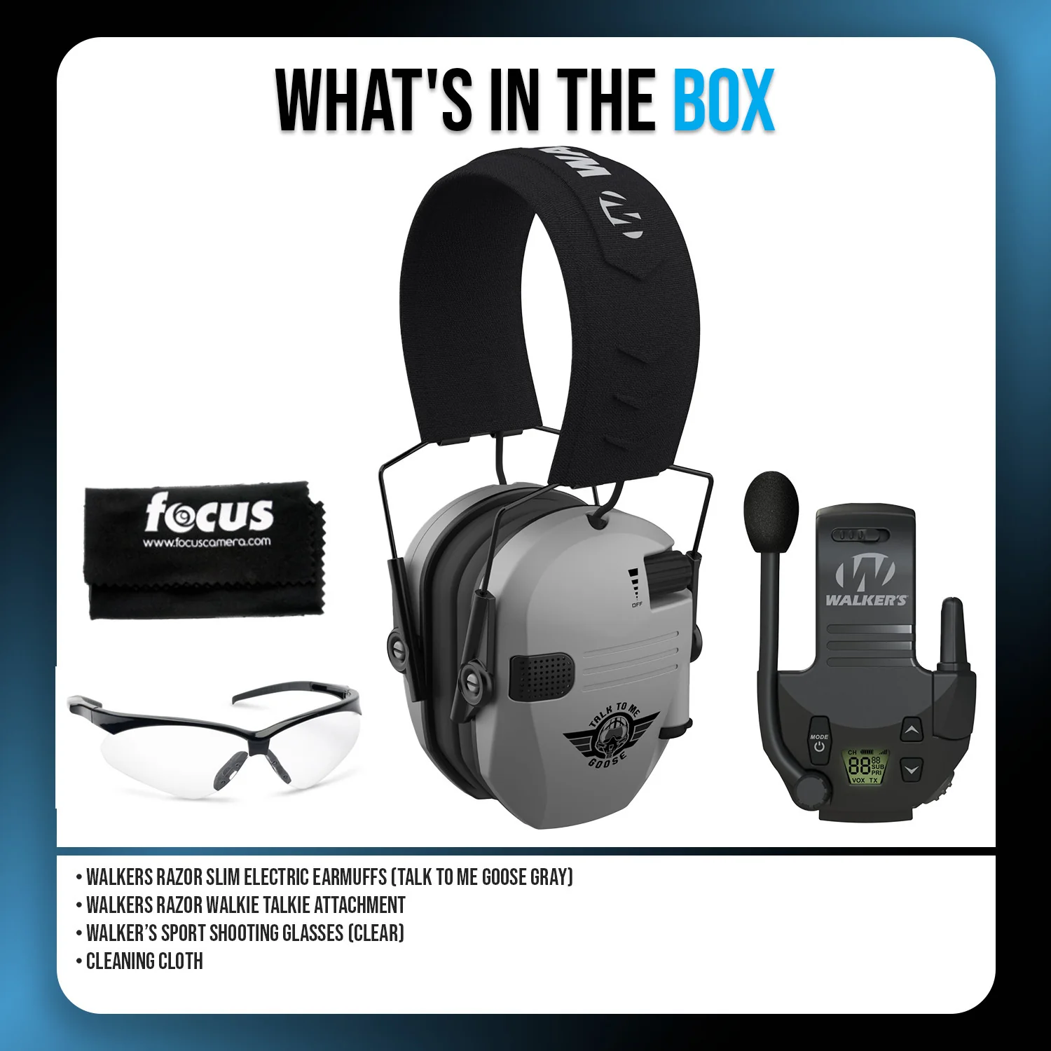 Walker's Razor Walkie Talkie Bundle with Ear Muffs and Accessories - Image 6