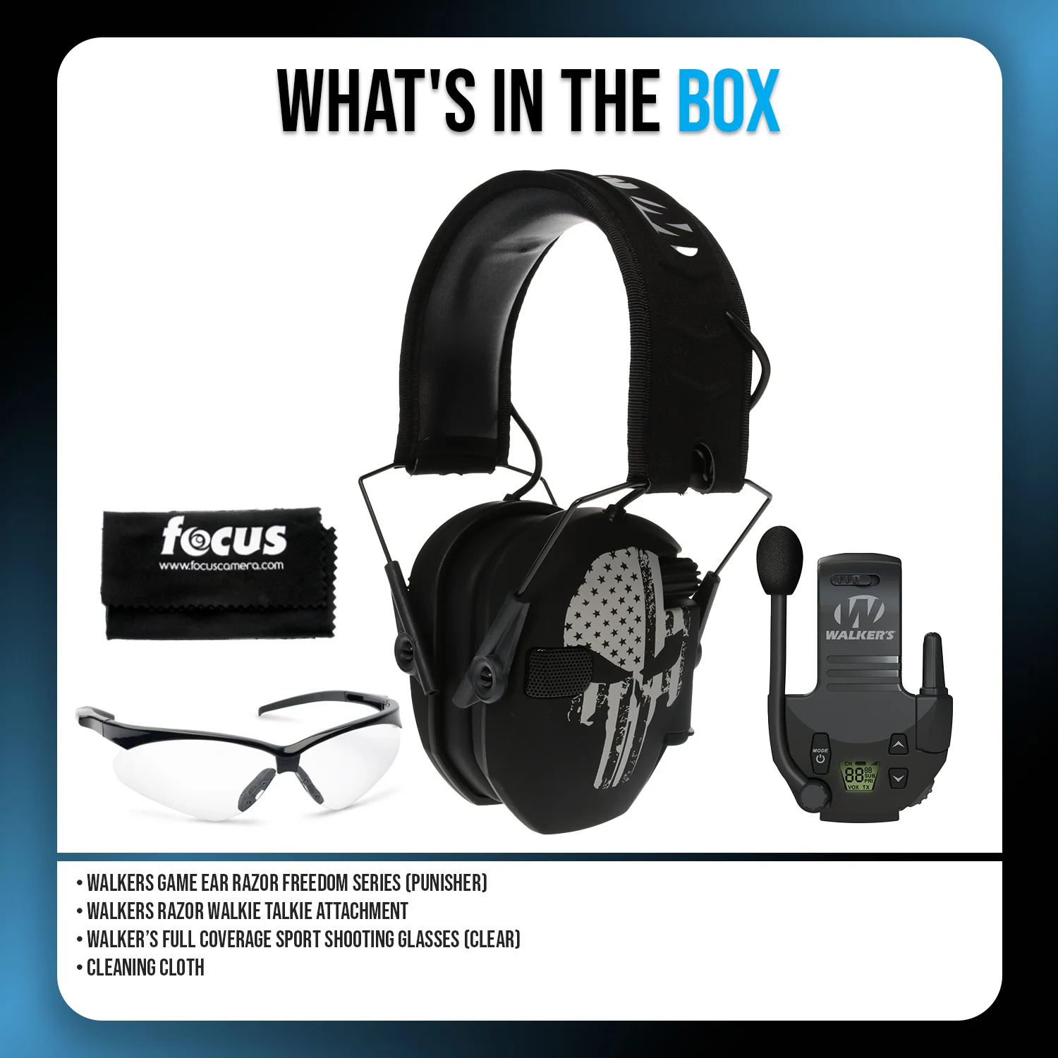Walkers Razor Walkie Talkie Bundle with Ear Muffs and Accessories - Image 6