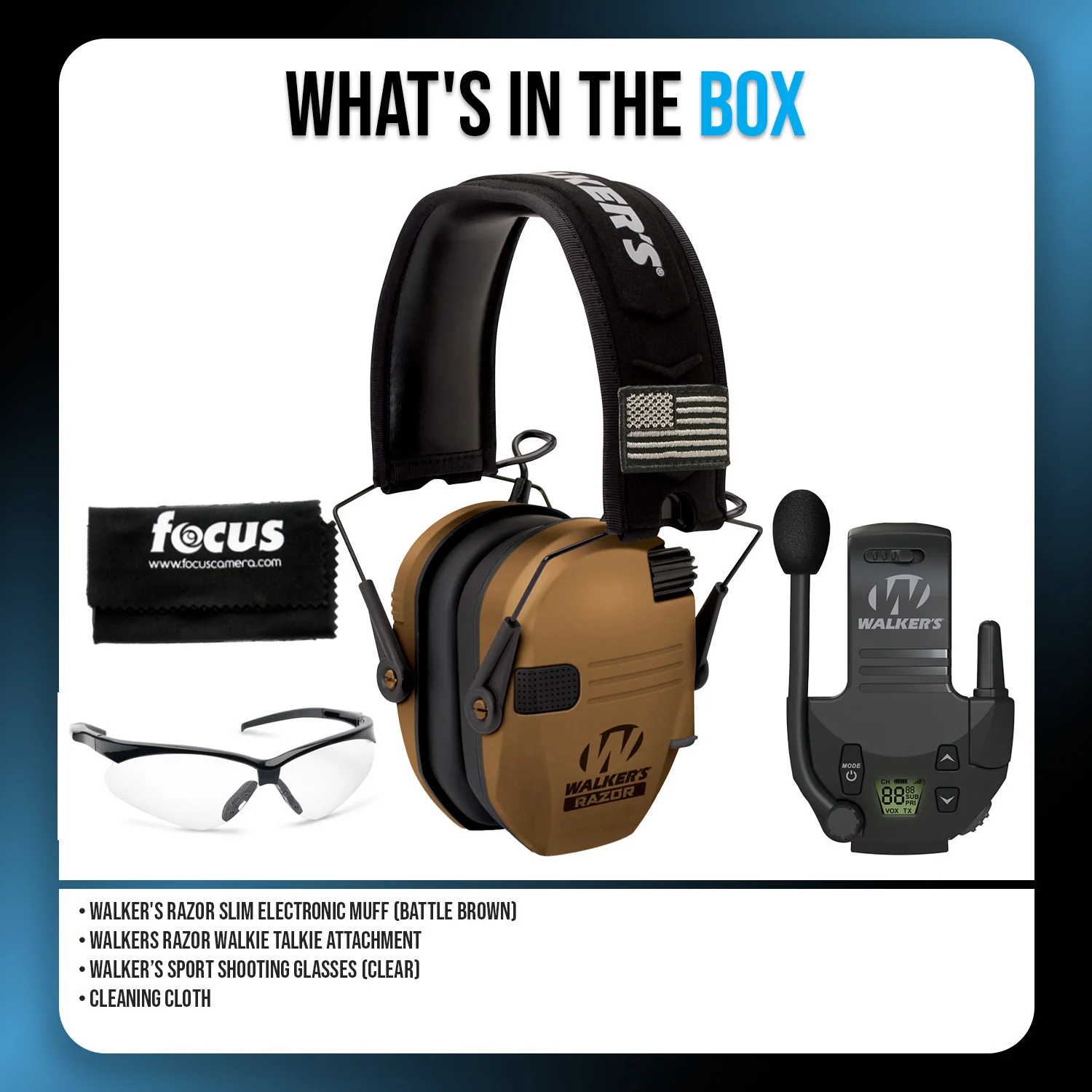 Walkers Razor Walkie Talkie Bundle with Ear Muffs and Accessories - Image 6