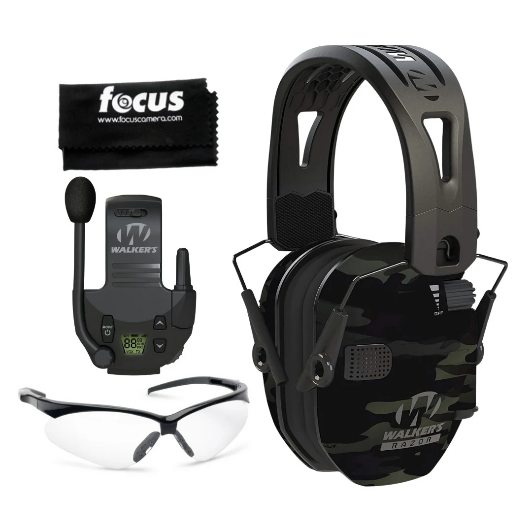 Walkers Razor Walkie Talkie with Razor Tacti-Grip with Rubber Headband Bundle