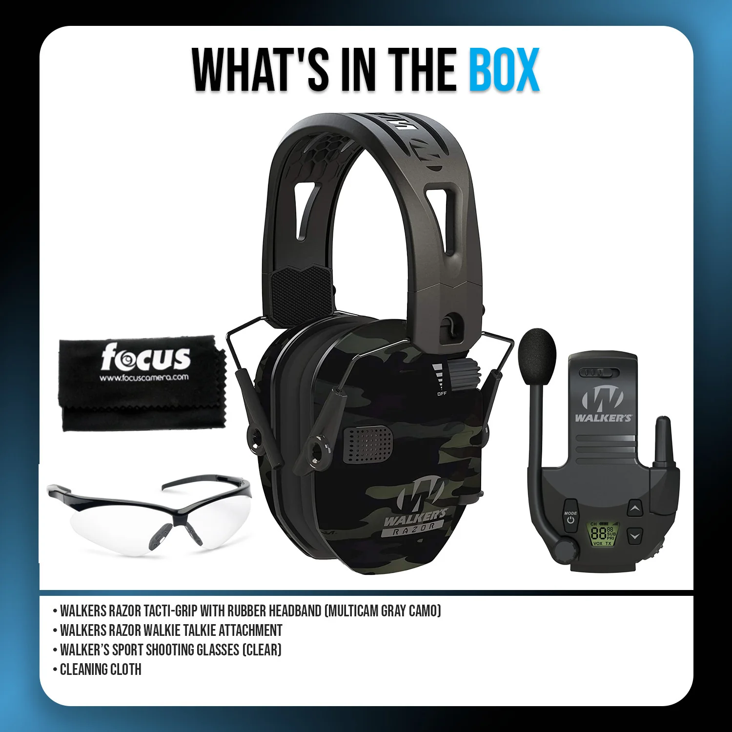 Walkers Razor Walkie Talkie with Razor Tacti-Grip with Rubber Headband Bundle - Image 6