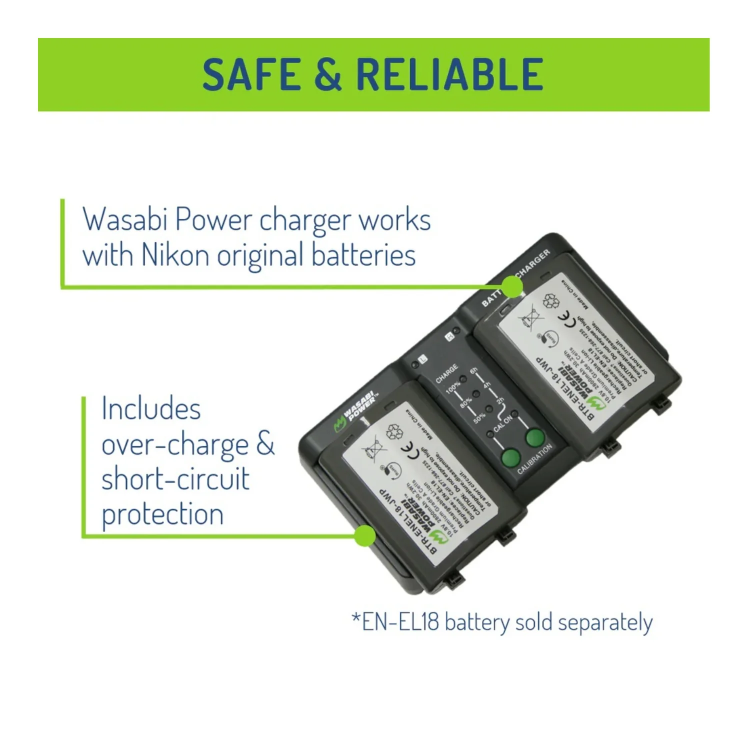Wasabi Power Dual Battery Charger for Nikon EN-EL18 Series - Image 4