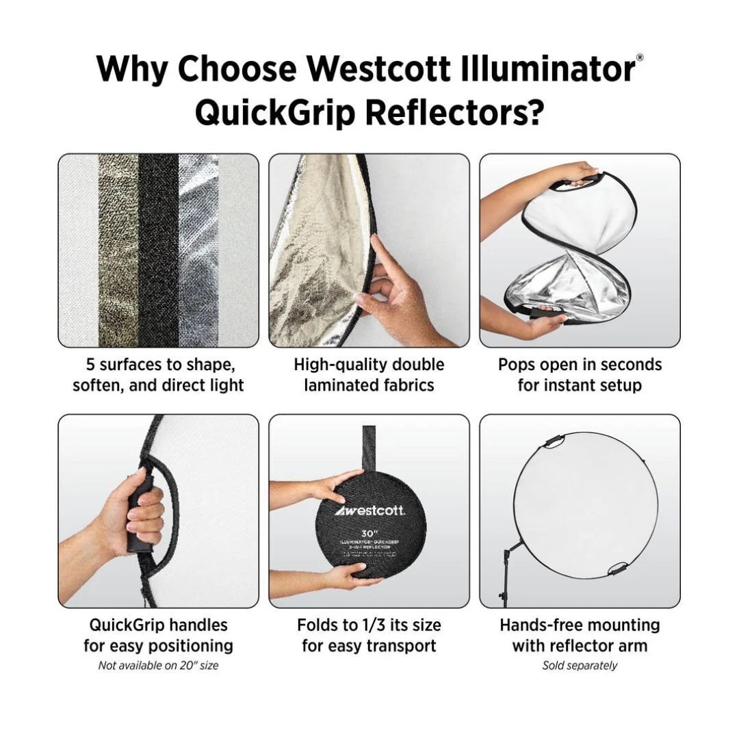 Westcott Illuminator 40-Inch 5-In-1 Reflector with QuickGrip Handles for Versatile Light Control - Image 4
