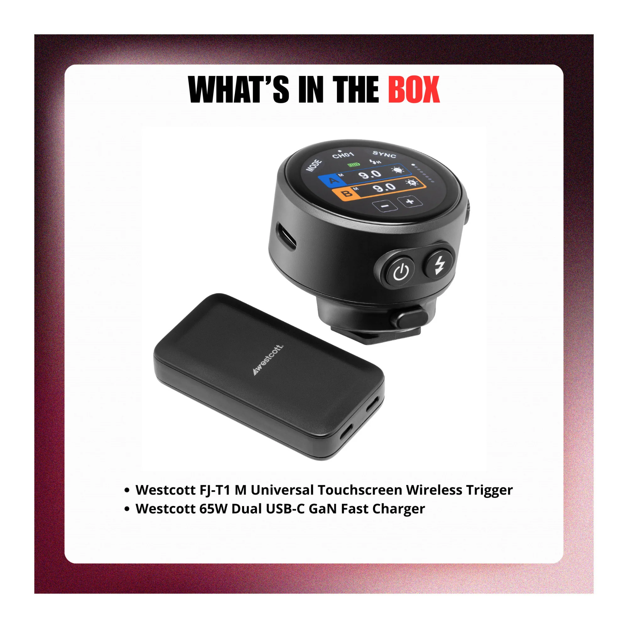 Westcott FJ-T1 M Multi-Brand Touchscreen Wireless Trigger Bundle with 65W Dual USB-C Fast Charger - Image 8