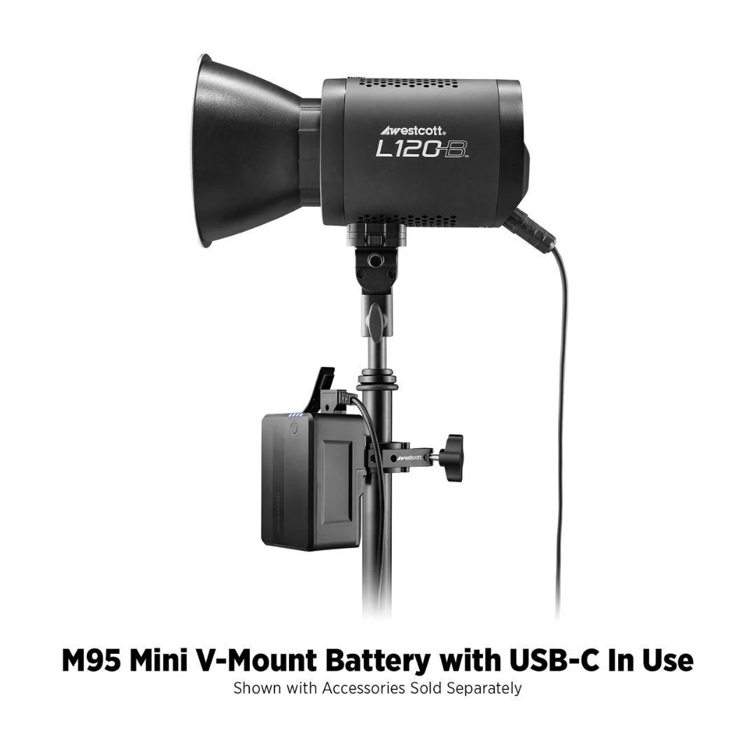 Westcott MV95 Mini V-Mount 14.8V Li-Ion Battery with USB-C, USB-A, and D-Tap Ports (95Wh, Black) - Image 5
