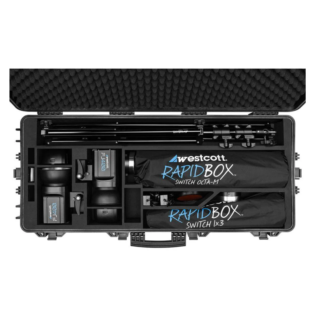 Westcott 4418 Rolling Hard Case for FJ400 2-Light Strobe Kit with Laser-Cut Compartments (Black) - Image 7