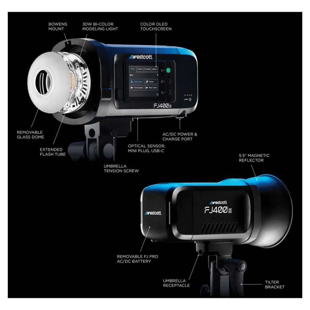 Westcott FJ400 400Ws Strobe with AC and DC Lithium Polymer Battery with Diffusion Fabric Bundle - Image 4