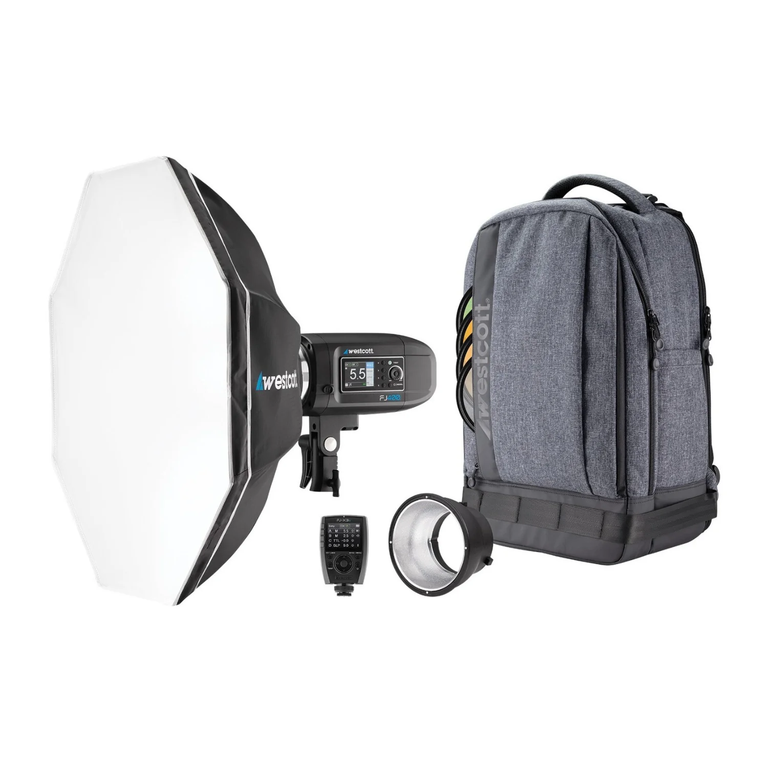 Westcott FJ400 Strobe 1-Light Backpack Kit with FJ-X3 S Trigger for Sony with Backdrop Boards Bundle - Image 2