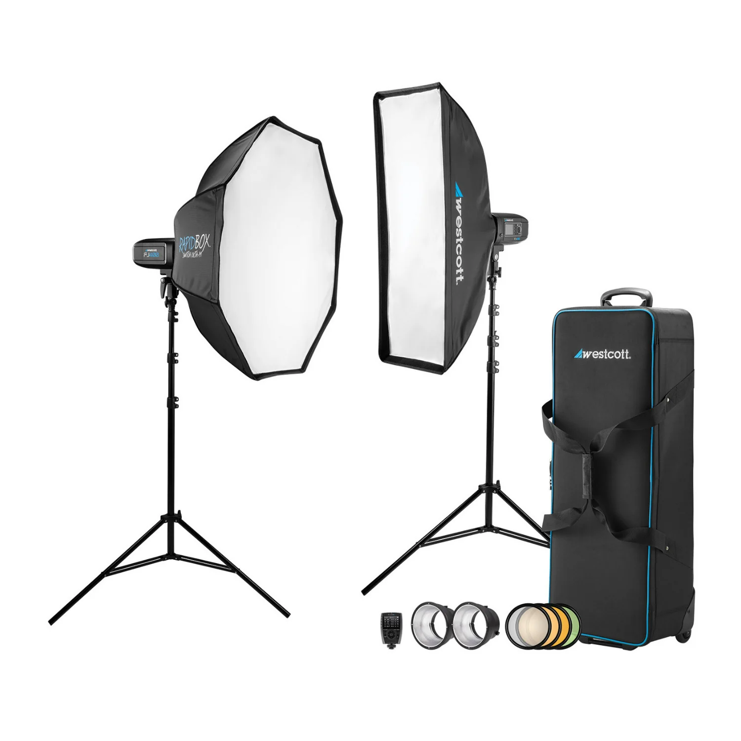 Westcott FJ400 Strobe 2-Light Location Kit and FJ-X3M Wireless Trigger with Backdrop Boards Bundle - Image 2