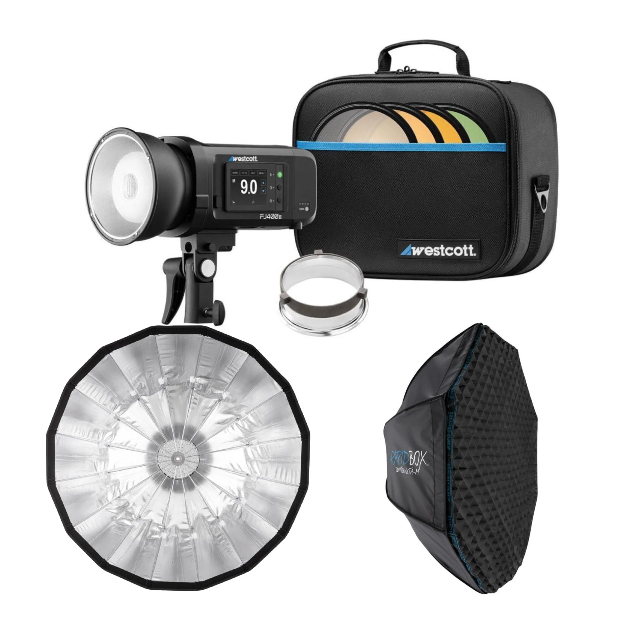 Westcott FJ400 II 400Ws Compact Touchscreen Strobe with FJ Pro AC and DC Battery Bundle