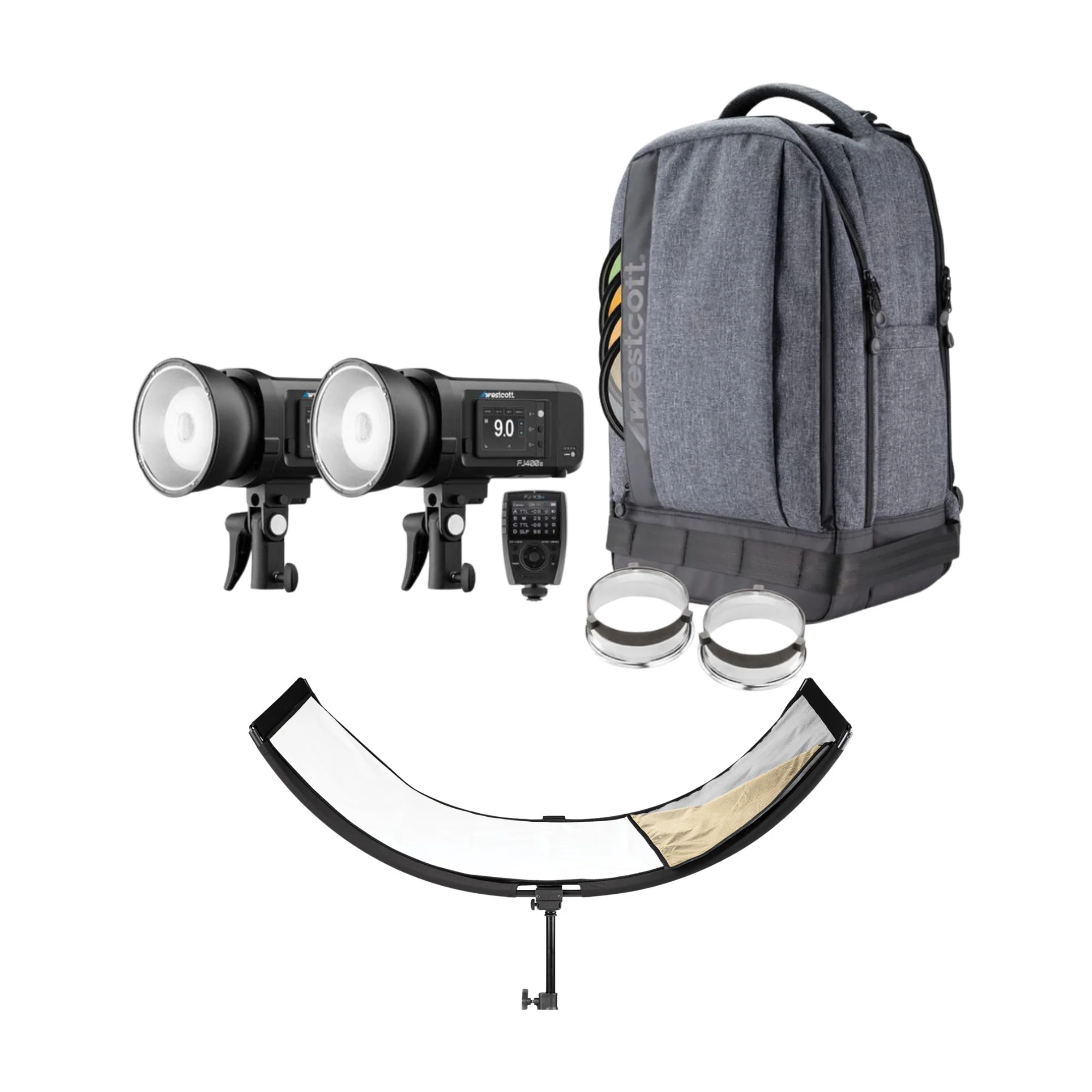 Westcott FJ400 II Strobe 2-Light Backpack Kit with FJ-X3 M Multi-Brand Wireless Trigger Bundle