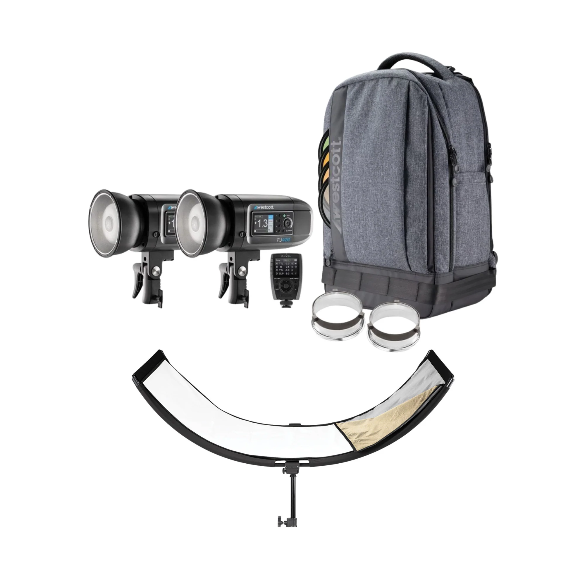 Westcott FJ400 II Strobe 2 Light Backpack Kit with FJ X3 S Trigger Bundle