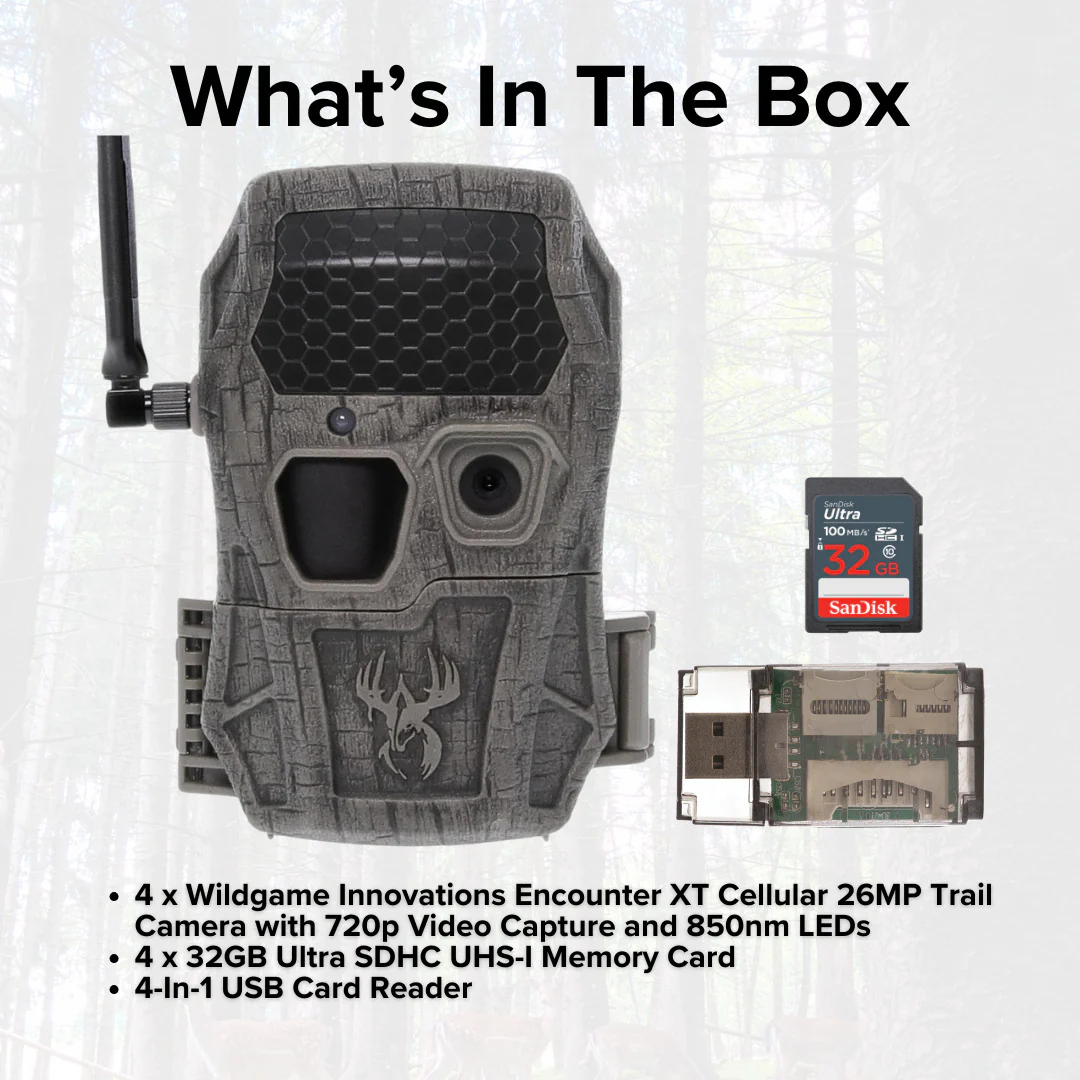 Wildgame Innovations Encounter XT Cellular 26MP Trail Camera with 720p Video (4-Pack) Bundle - Image 6