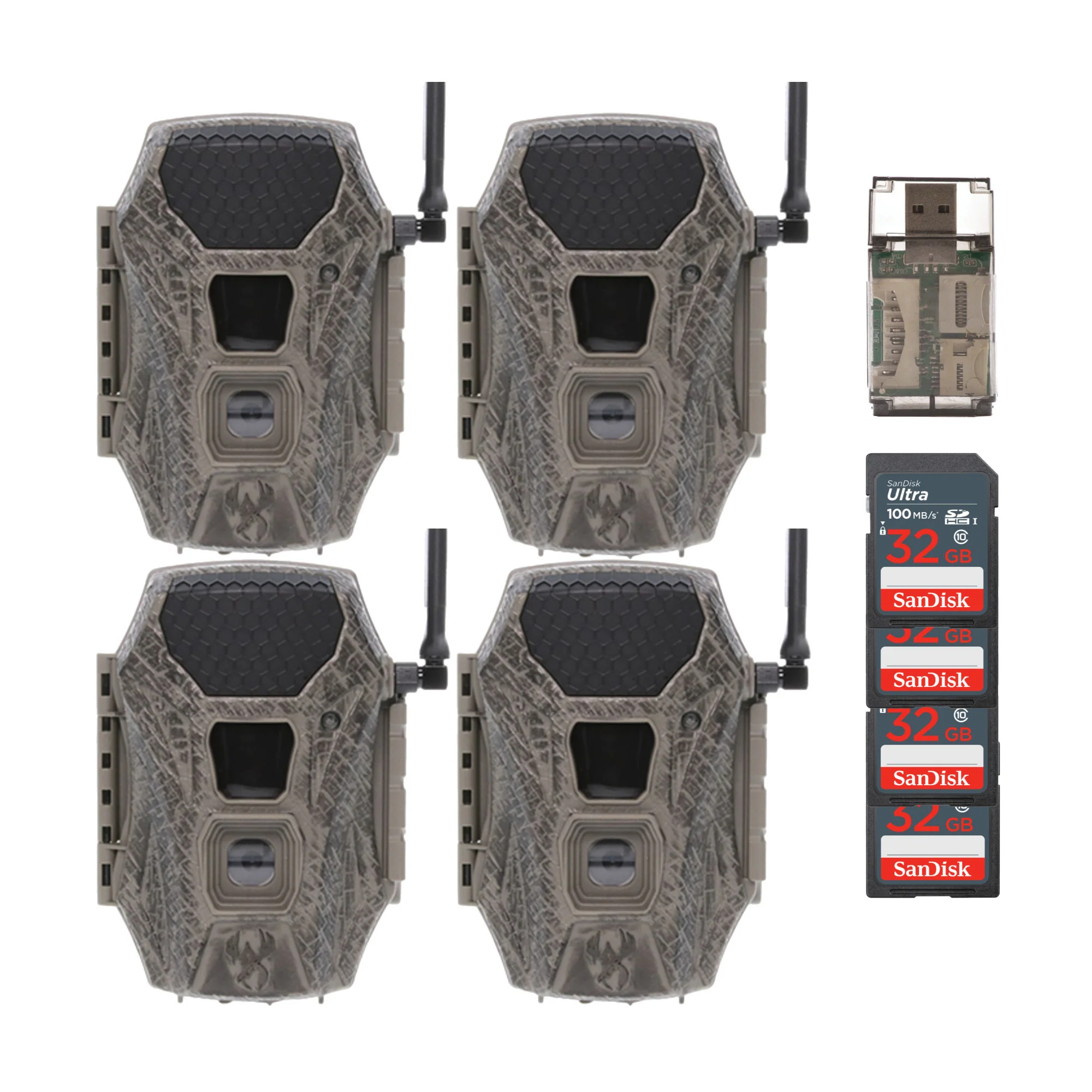 Wildgame Innovations Terra Cell 16MP Cellular Trail Camera (4-Pack) with 4 x 32GB Memory Card Bundle