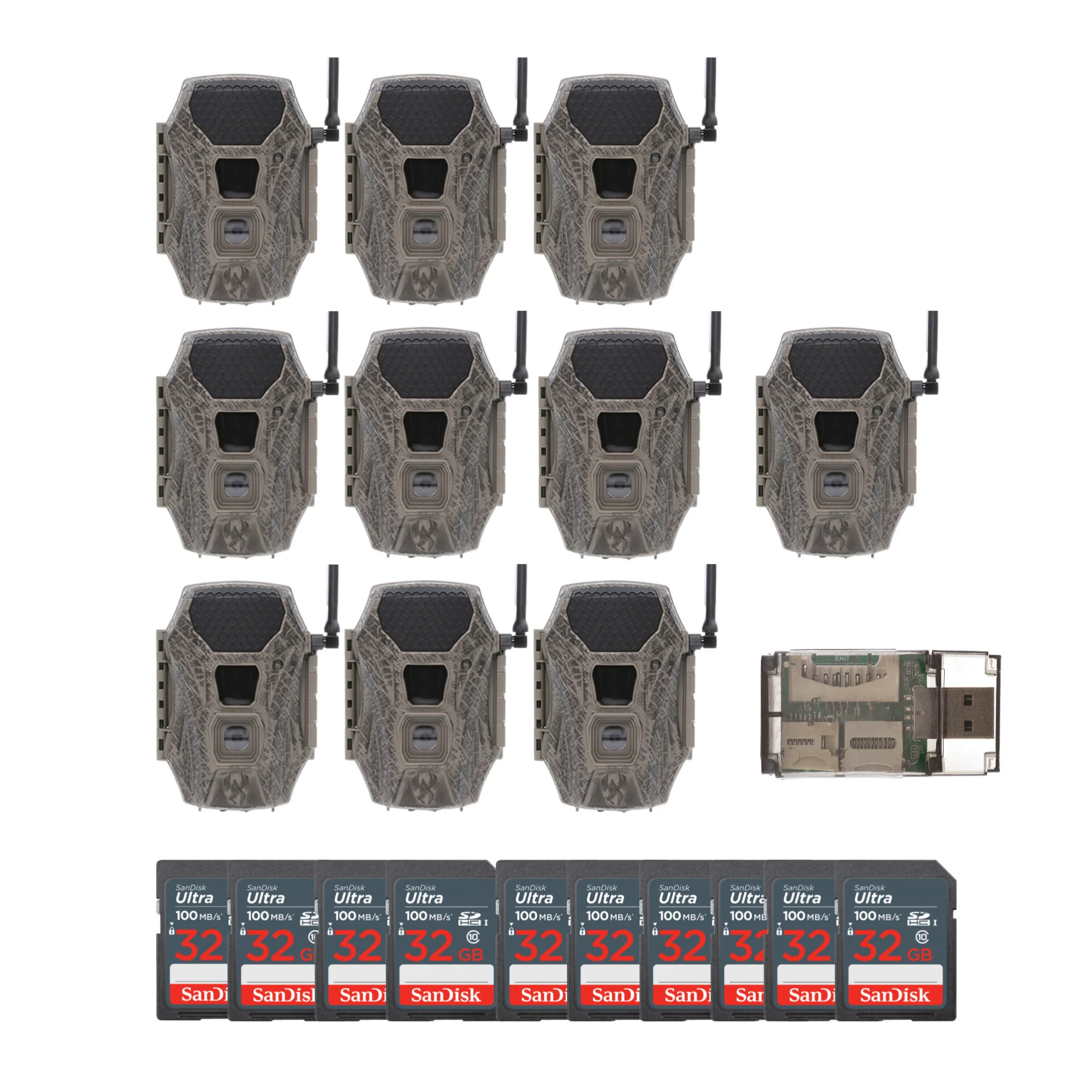 Wildgame Innovations Terra Cell 16MP Cellular Trail Camera (10-Pack) with 10 x Memory Card Bundle
