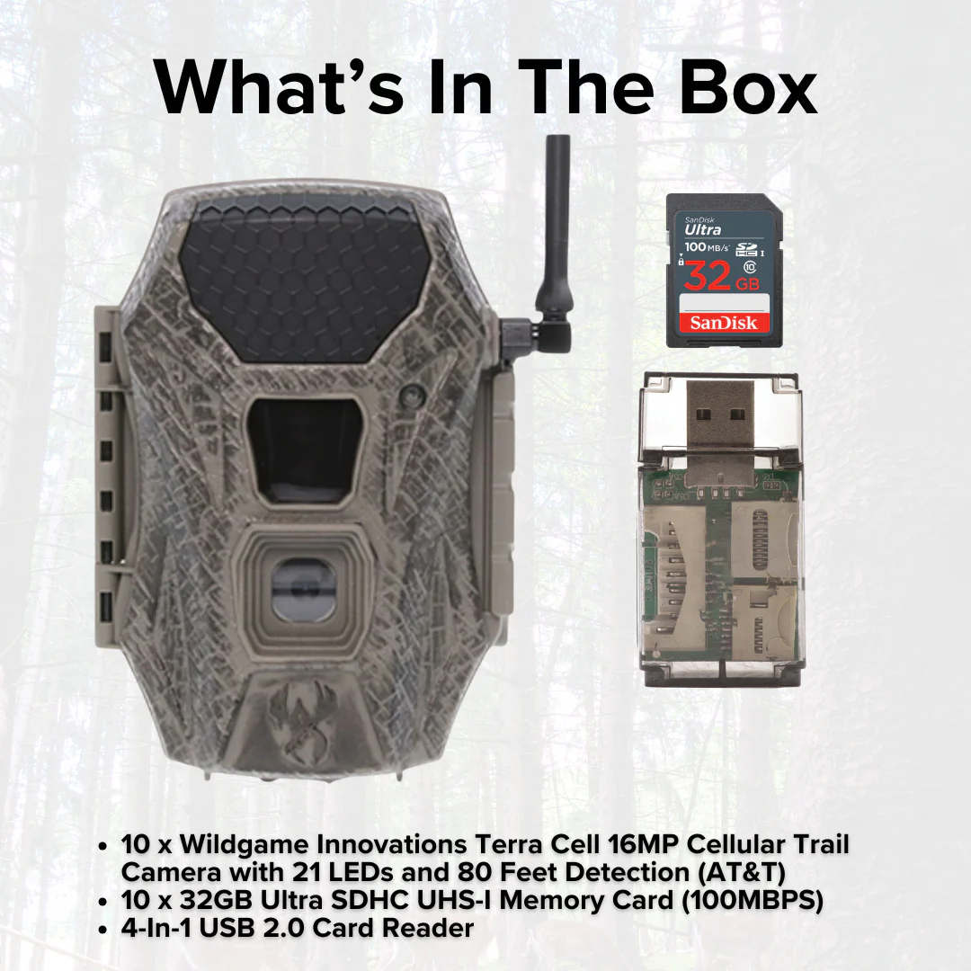 Wildgame Innovations Terra Cell 16MP Cellular Trail Camera (10-Pack) with 10 x Memory Card Bundle - Image 7