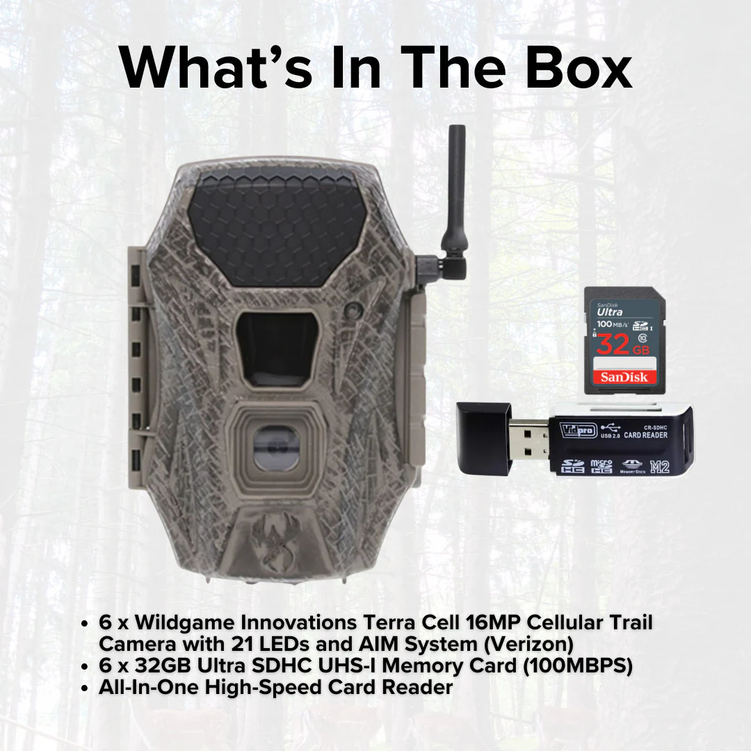 Wildgame Innovations Terra Cell 16MP Cellular Trail Camera (6-Pack) with 6x Memory Card Bundle - Image 7