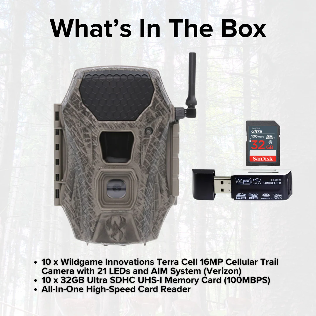 Wildgame Innovations Terra Cell 16MP Cellular Trail Camera (10-Pack) with 10x Memory Card Bundle - Image 7