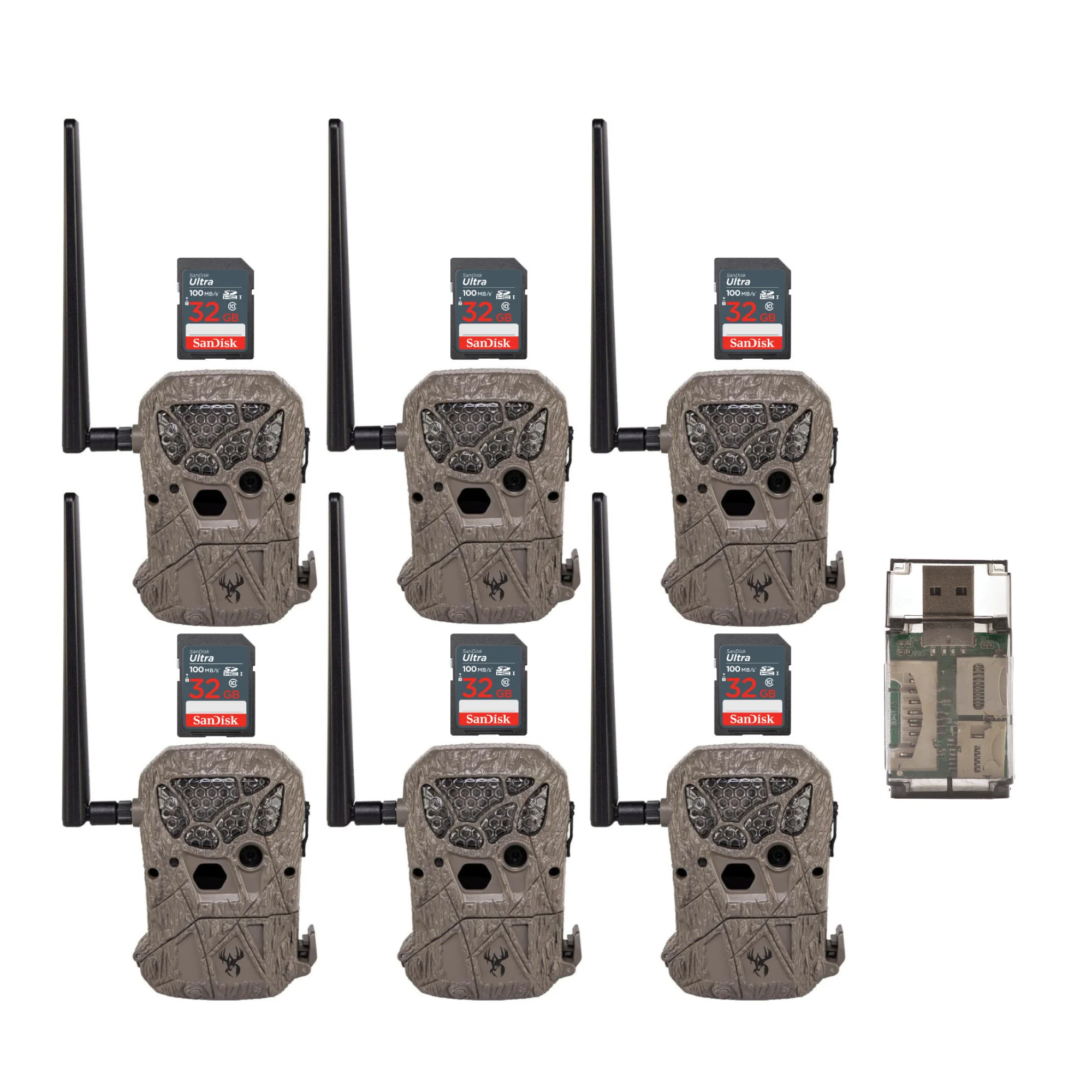 Wildgame Innovations Encounter 20MP Cellular Trail Camera with QR Code Setup (Brown, 6-Pack) Bundle