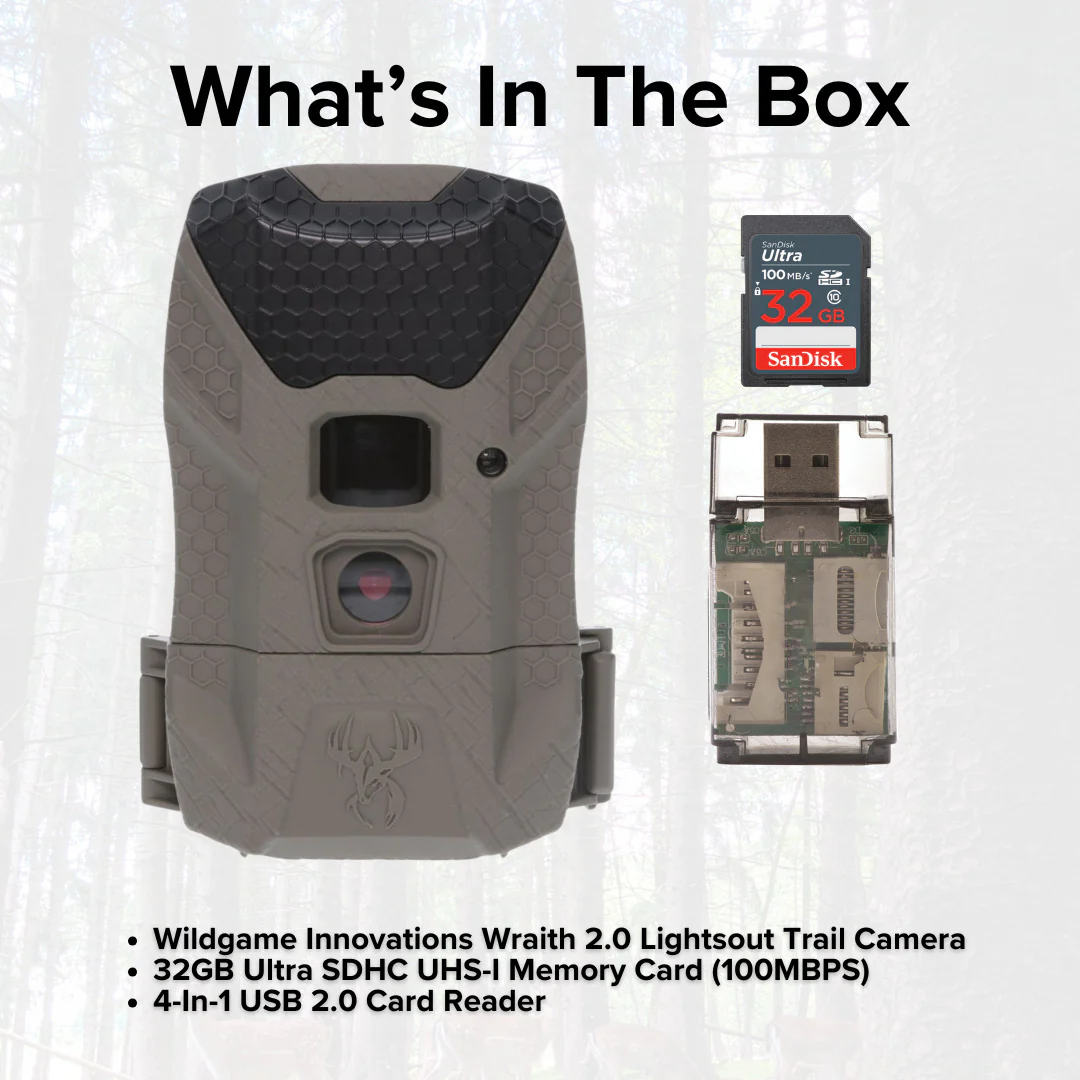 Wildgame Innovations Wraith 2.0 Lightsout Trail Camera with 40 Infrared LEDs with Memory Card Bundle - Image 6