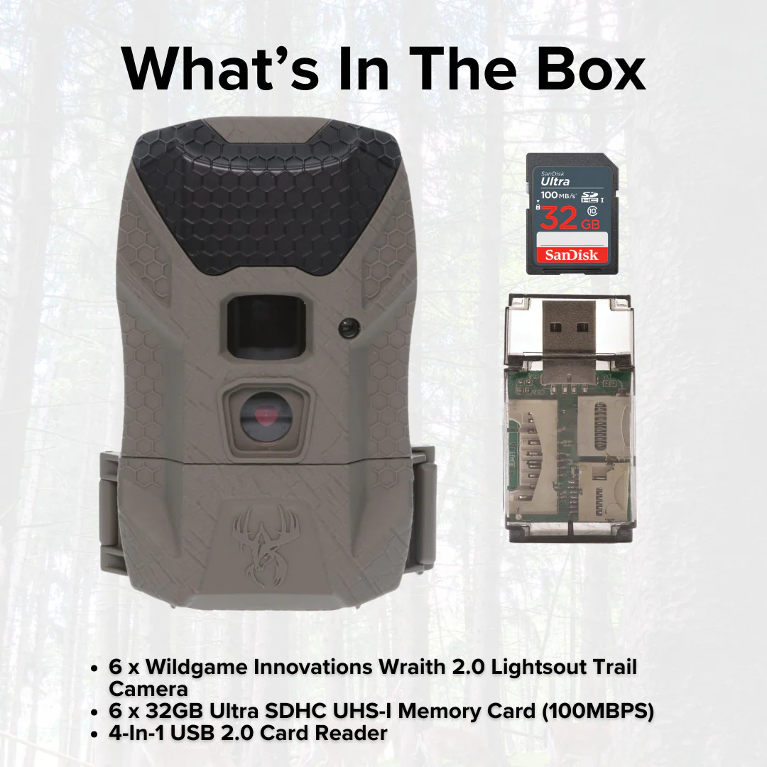 Wildgame Innovations Wraith 2.0 Lightsout Trail Camera with 40 Infrared LEDs (6-Pack) Bundle - Image 6