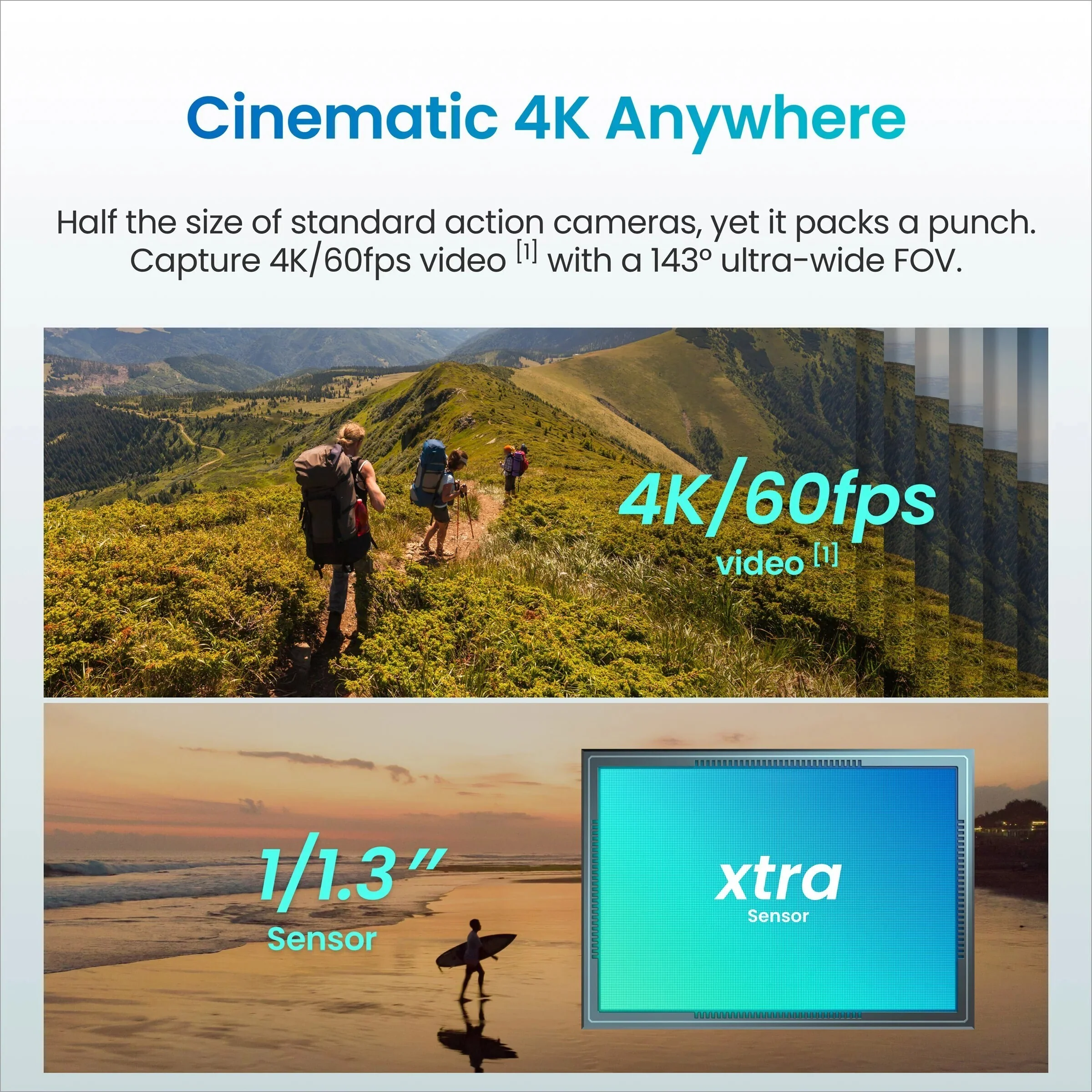 Xtra Atto 4K60 Action Camera Bundle with 128GB MicroSD and Folding Storage Case - Image 4