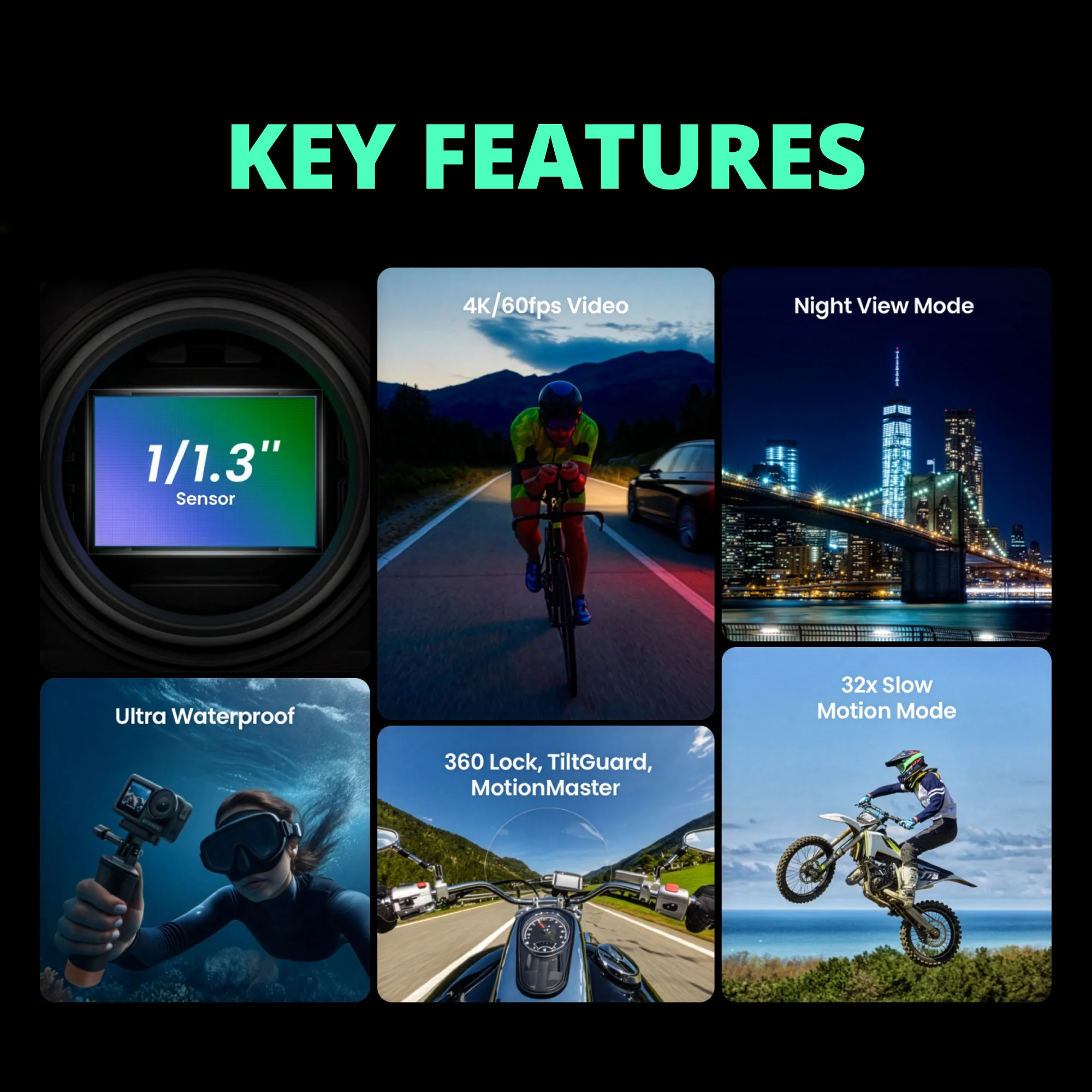 Xtra Edge Action Camera with 128GB MicroSD, Accessory Kit and Case Bundle - Image 2