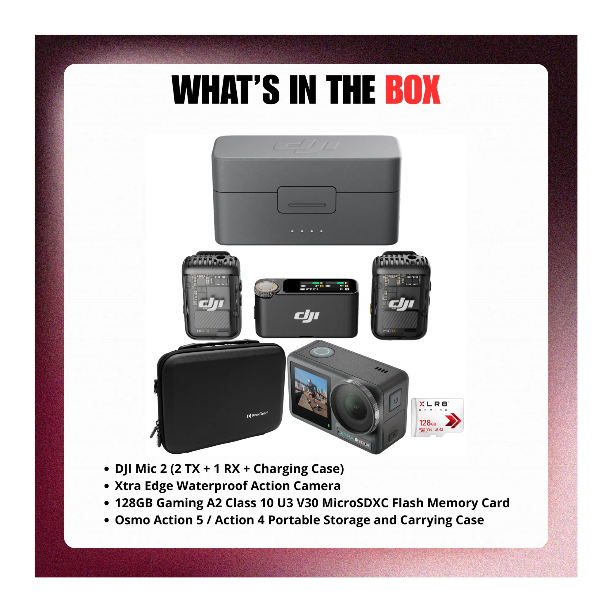 DJI Mic 2 with Action Camera, Memory Card, and Carrying Case Bundle - Image 9