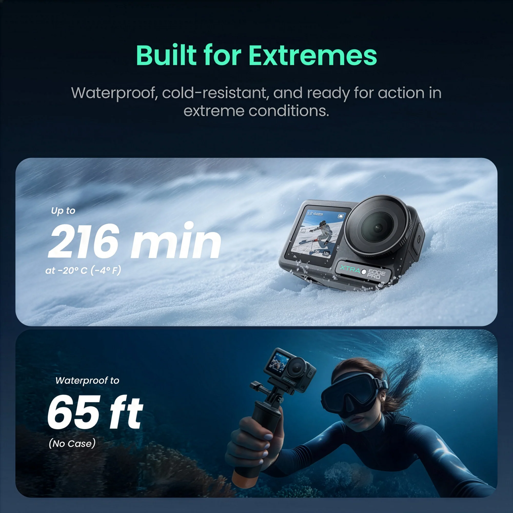 Xtra Edge Pro Action Camera with 128GB MicroSD, Accessory Kit and Case Bundle - Image 13
