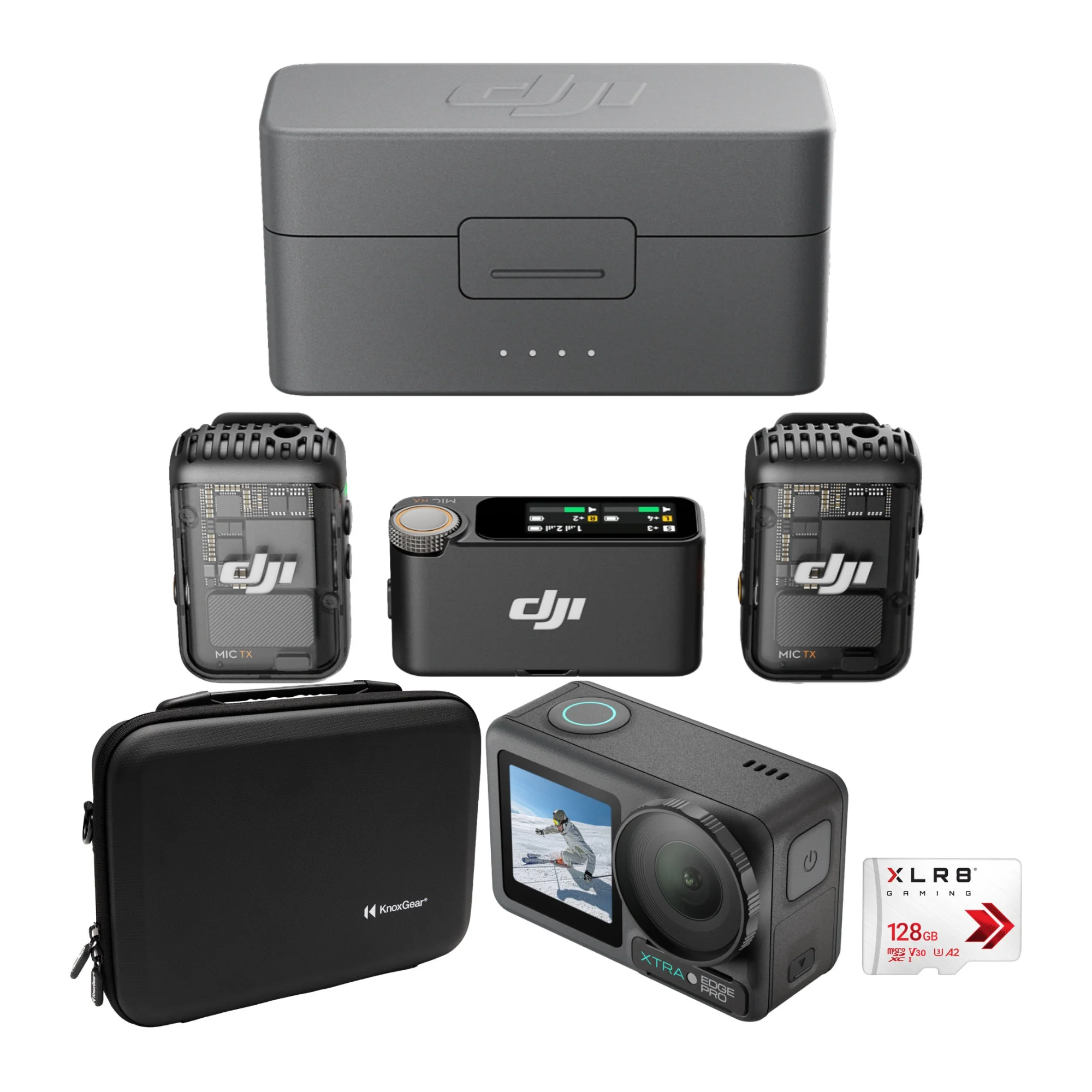 DJI Mic 2 with Action Camera, Memory Card, and Carrying Case Bundle