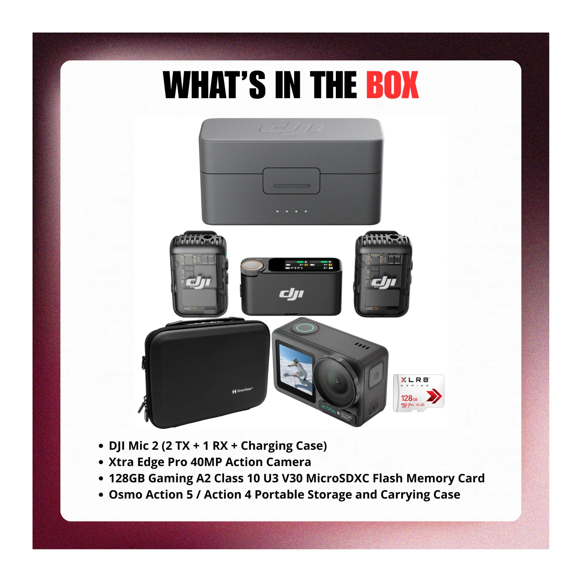 DJI Mic 2 with Action Camera, Memory Card, and Carrying Case Bundle - Image 9