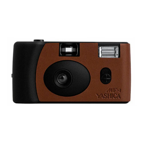 YASHICA MF-1 Snapshot Art 35mm Film Camera Set (Black/Brown Leather) - Image 2