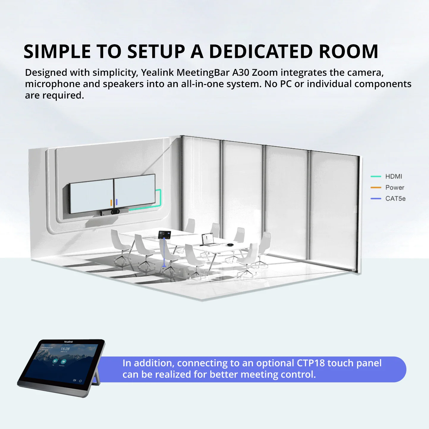 Yealink MeetingBar A30 All-in-One Video Collaboration Bar with VCR11 Remote Control - Image 2