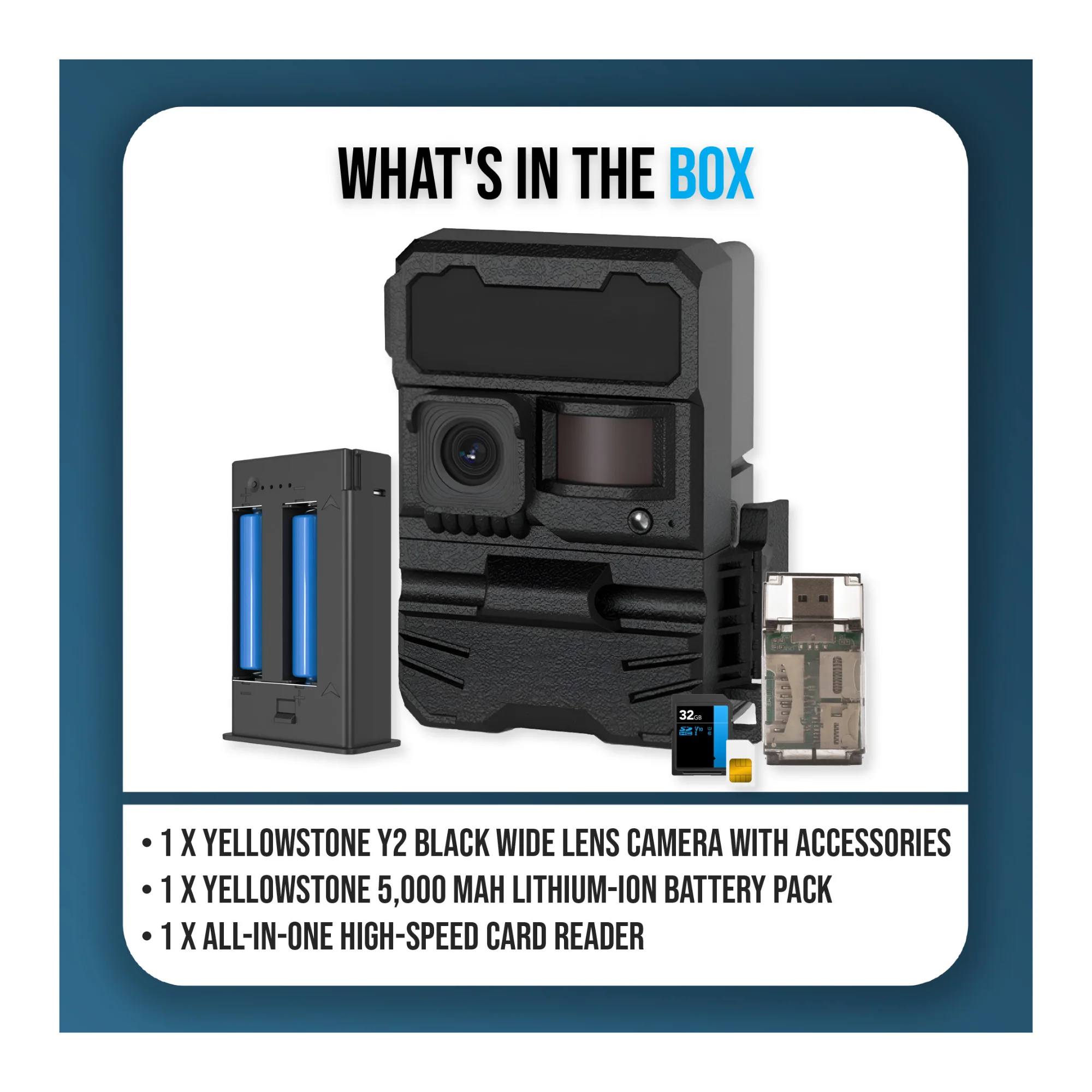 Yellowstone Y2 Black Wide Lens Camera Bundle with 5,000 mAh Battery Pack, and High-Speed Card Reader - Image 9