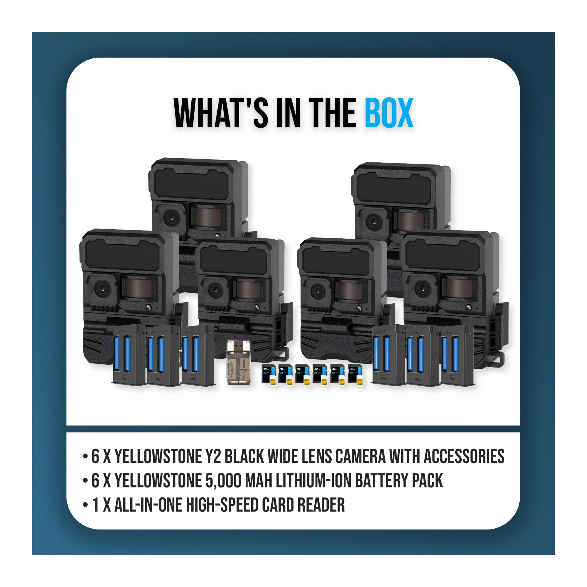 Yellowstone Y2 Black Wide Lens Camera Bundle with 5,000 mAh Battery Pack, and Card Reader (6-Pack) - Image 9