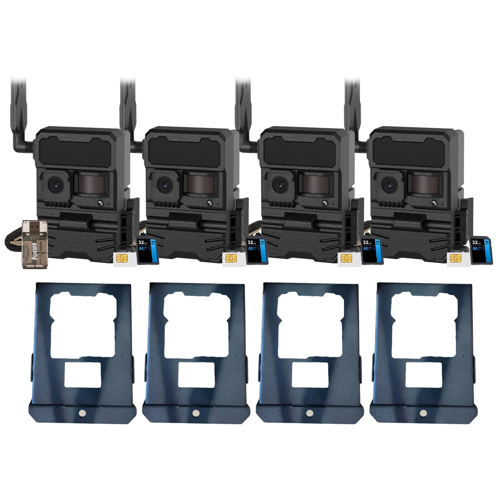 Yellowstone Y2 Black Wide Lens Trail Camera (4-Pack) with Security Box and Accs