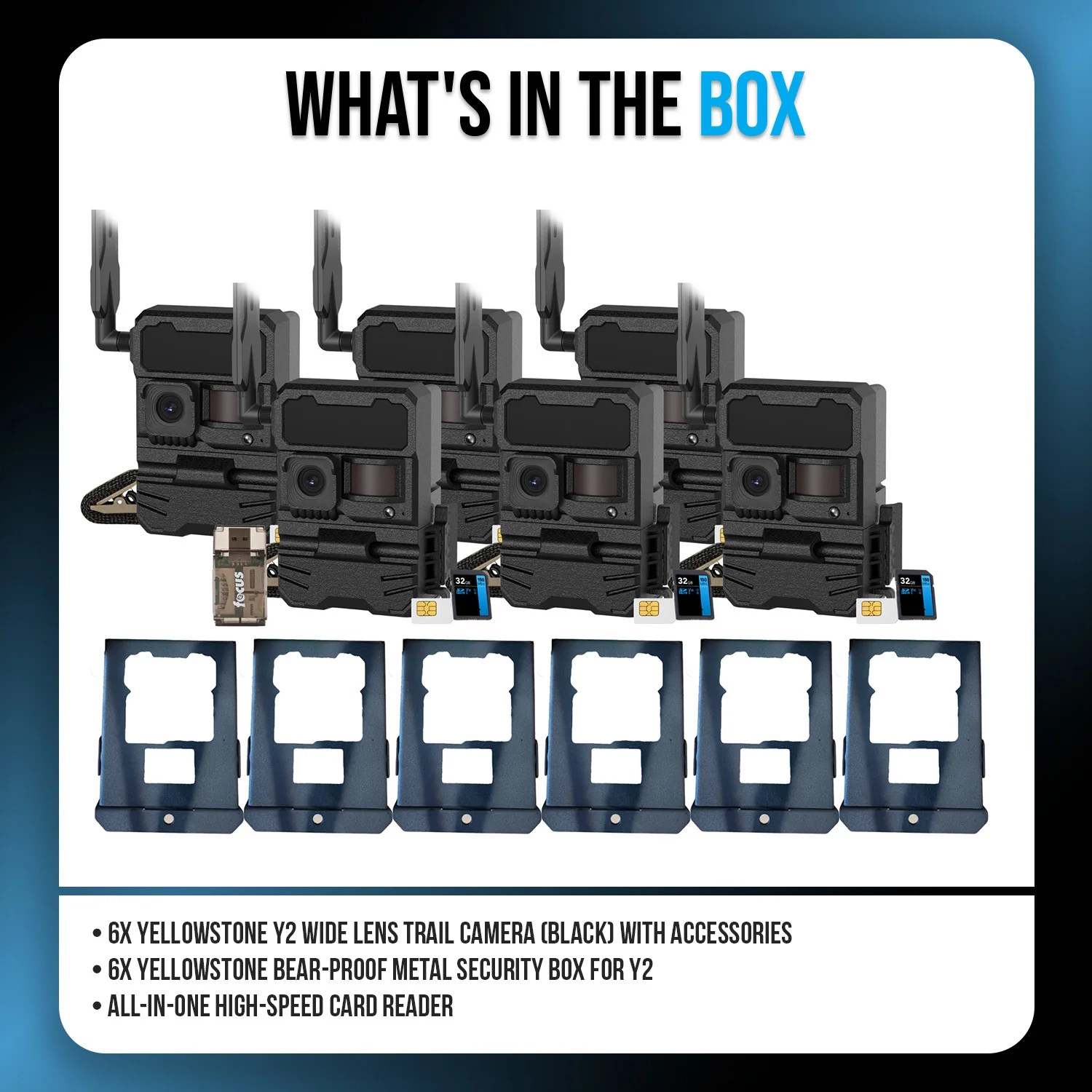 Yellowstone Y2 Black Wide Lens Trail Camera (6-Pack) with Security Box and Accs - Image 11