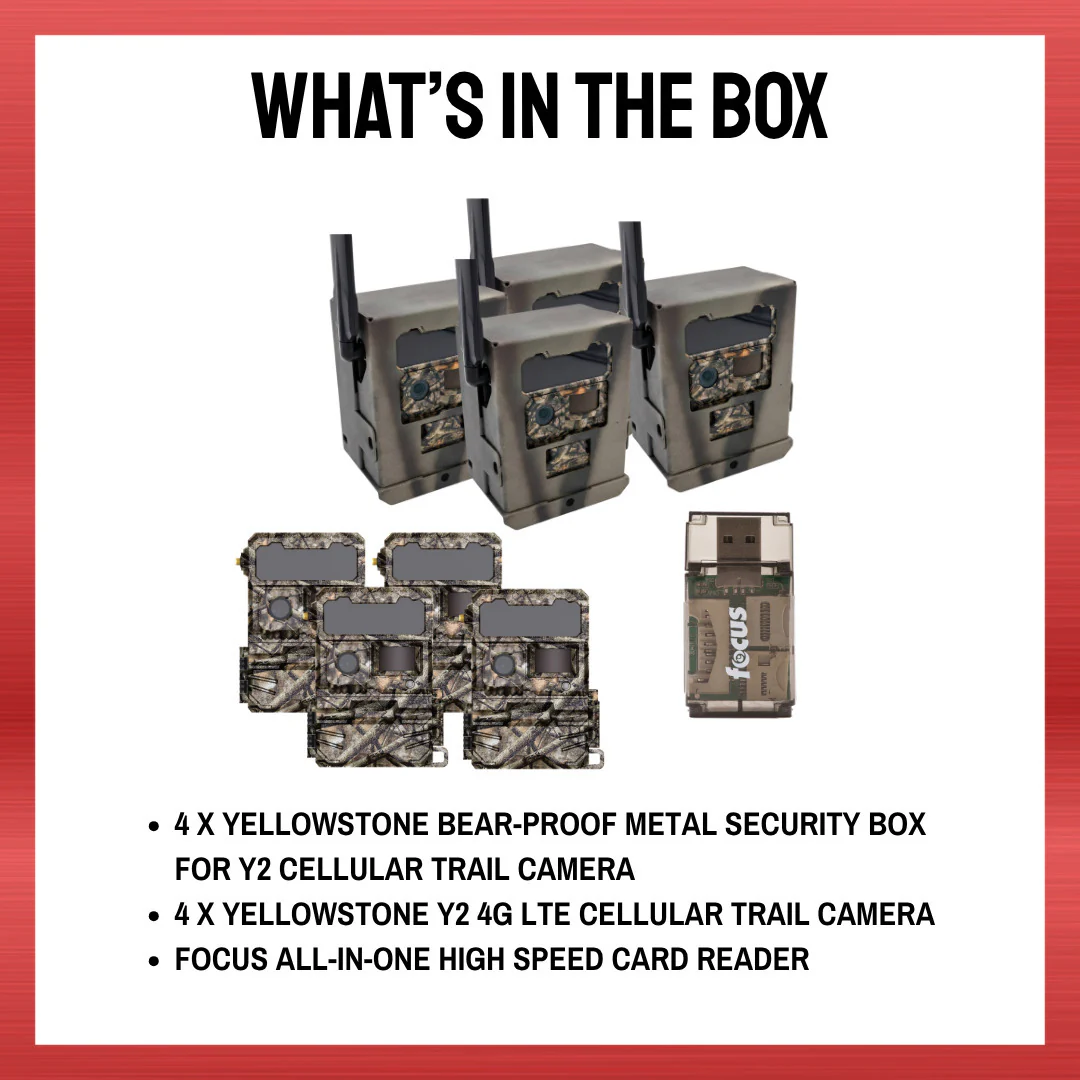 Yellowstone Y2 Cellular Trail Camera (4 Pack) with Security Box and Card Reader - Image 9
