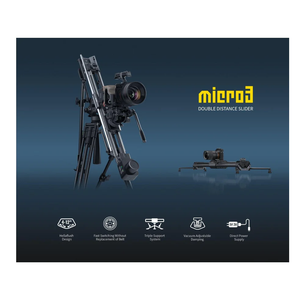 Zeapon Micro3 E1000 Double Distance Slider with Motor and PONS Pan Kit (24.4in) - Image 2