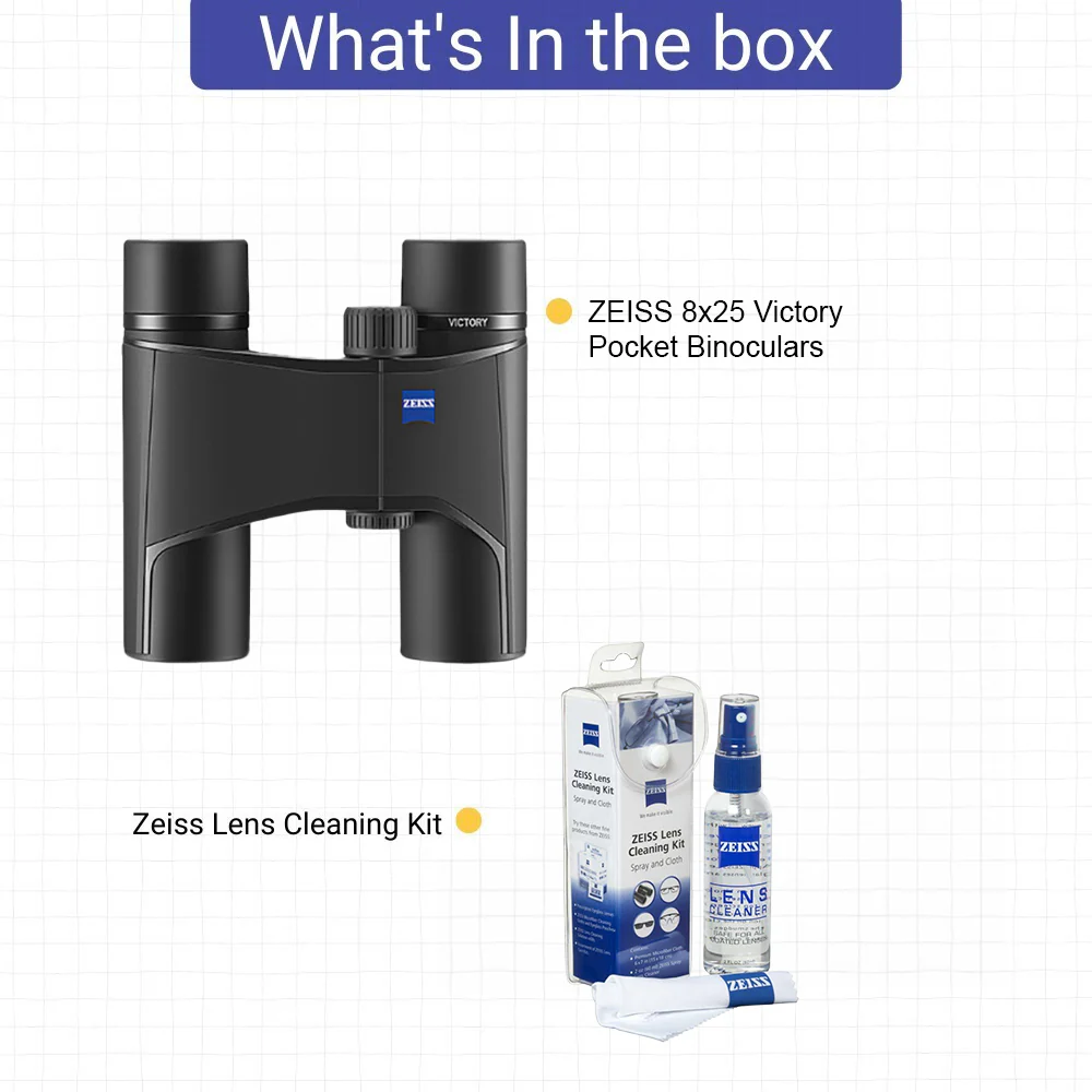 ZEISS 8x25 Victory Pocket Binoculars with Lens Cleaning Kit - Image 8