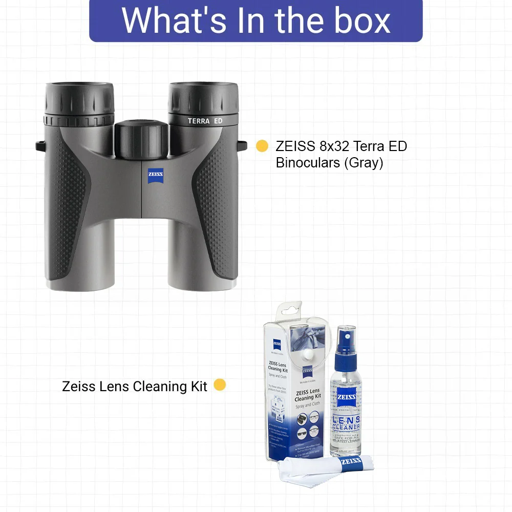 ZEISS 8x32 Terra ED Binoculars (Gray) with Lens Cleaning Kit - Image 5