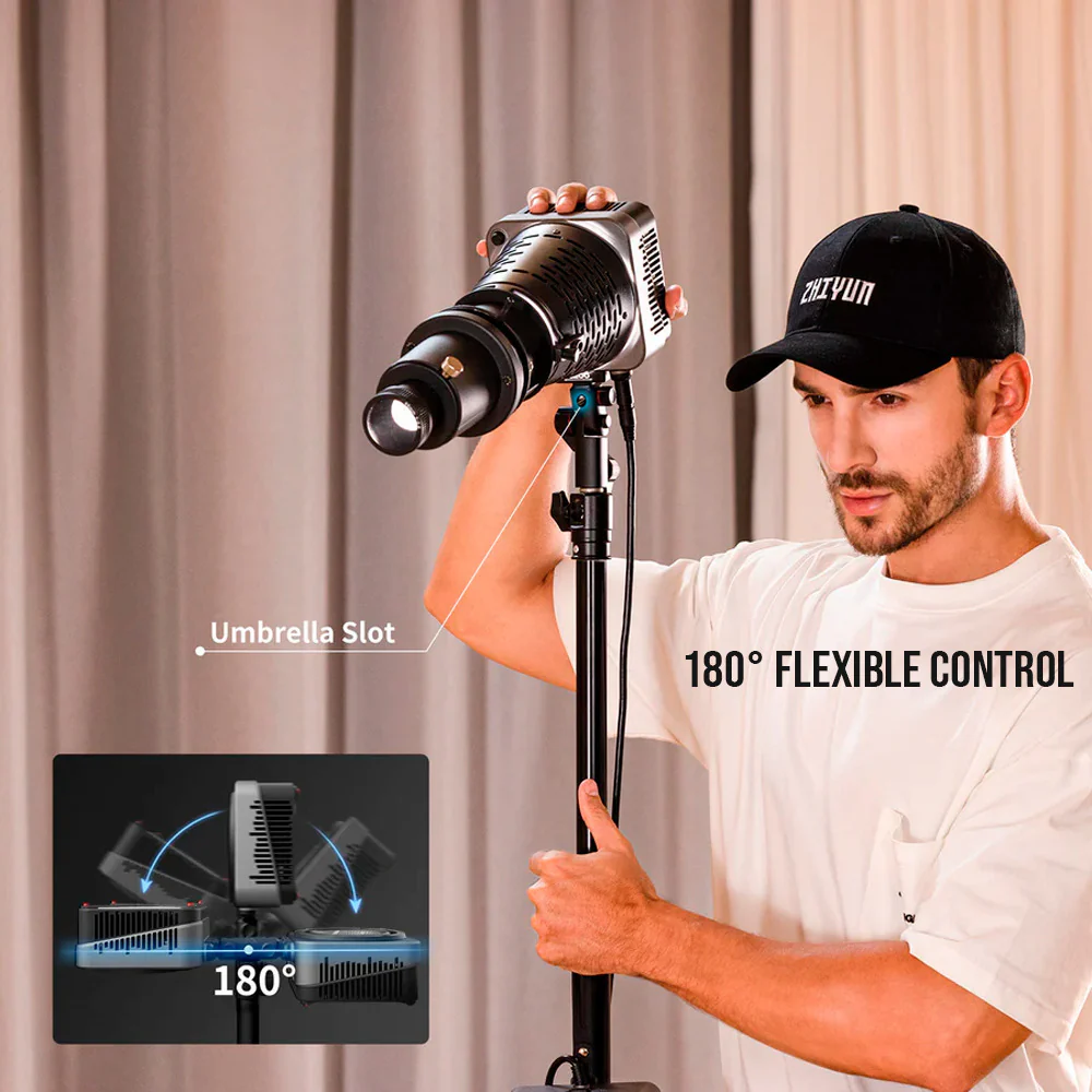 Zhiyun MOLUS G200 Bi-Color LED Monolight with 3-Section Light Stand Bundle - Image 6